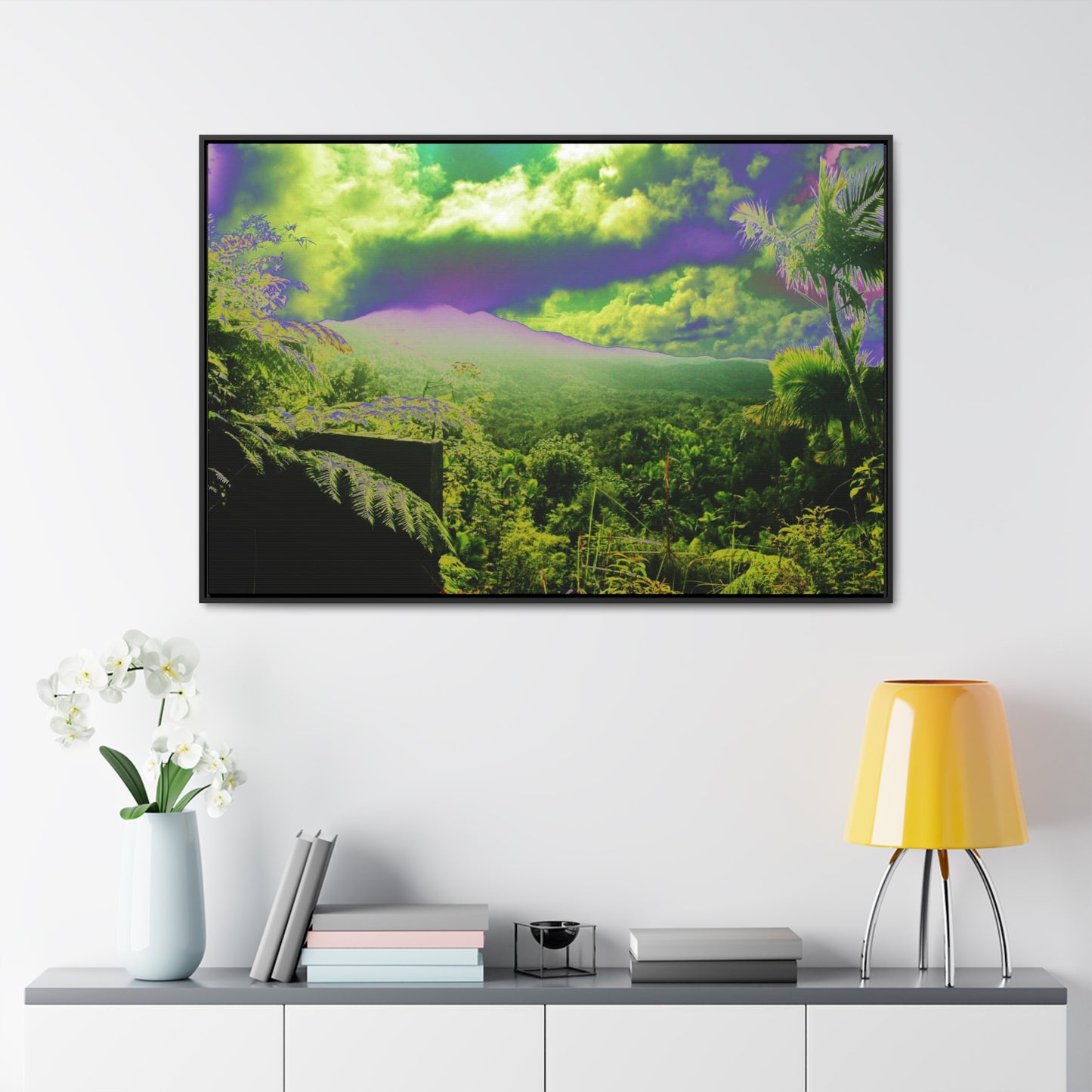 Rainforest Trails & Views - Gallery Canvas Wraps, Horizontal Frame - El Yunque National Forest - Puerto Rico - Closed PR 191 road view - color enhanced - Green Forest Home