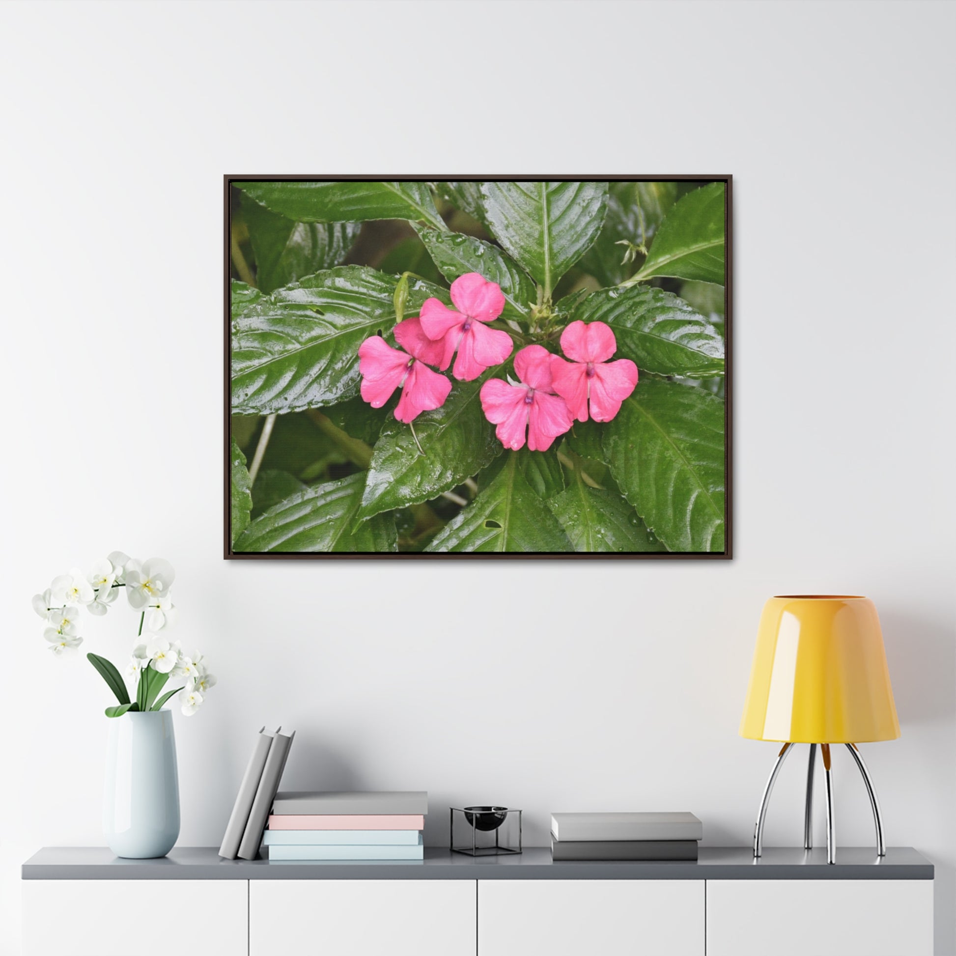 Rainforest Trails & Views - Gallery Canvas Wraps, Horizontal Frame - El Yunque National Forest - Rio Sabana Lovely Miramelinda flower - Green Forest Home