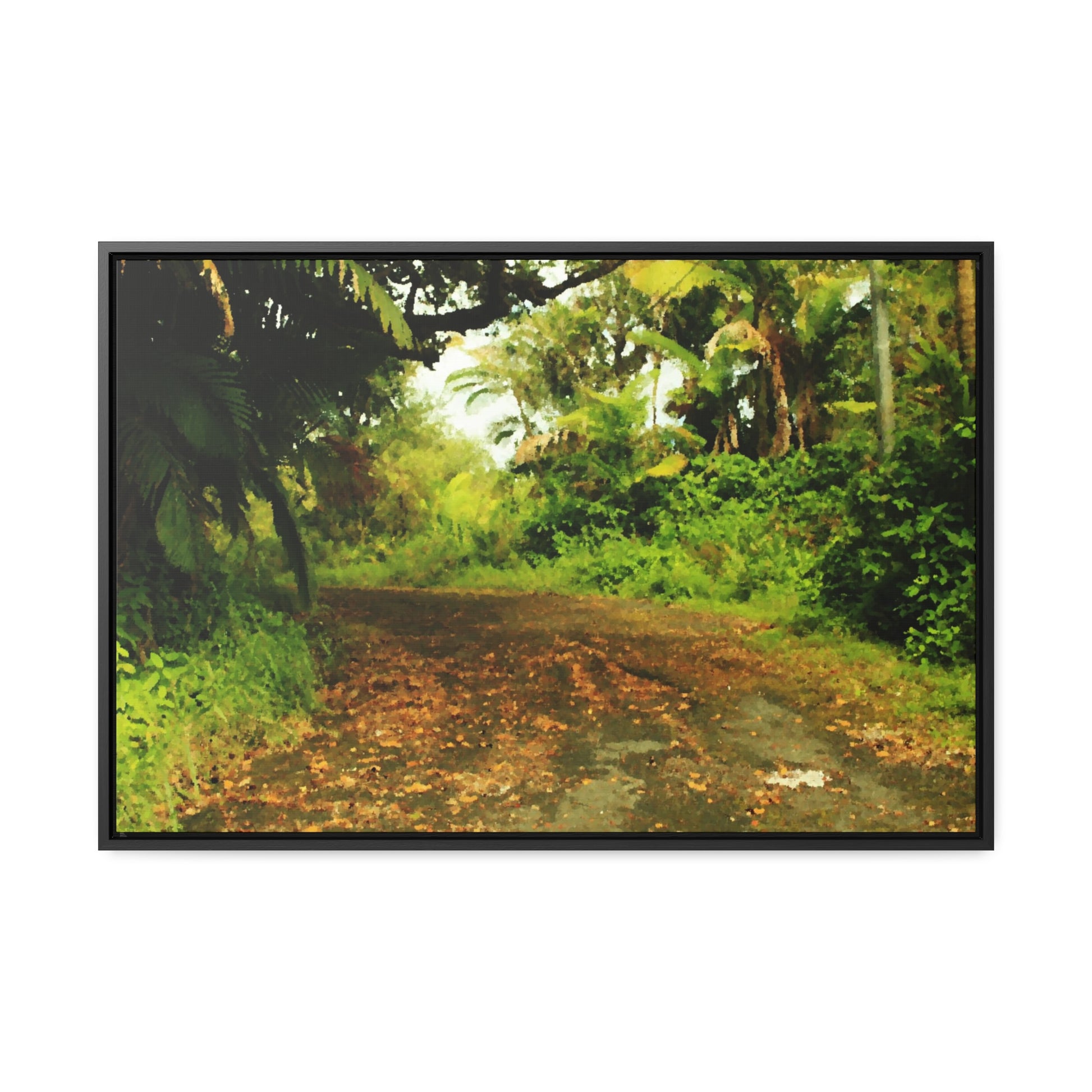 Rainforest Trails & Views - Gallery Canvas Wraps, Horizontal Frame - El Yunque National Forest - Puerto Rico - PR 191 Closed road - paint effect - Green Forest Home