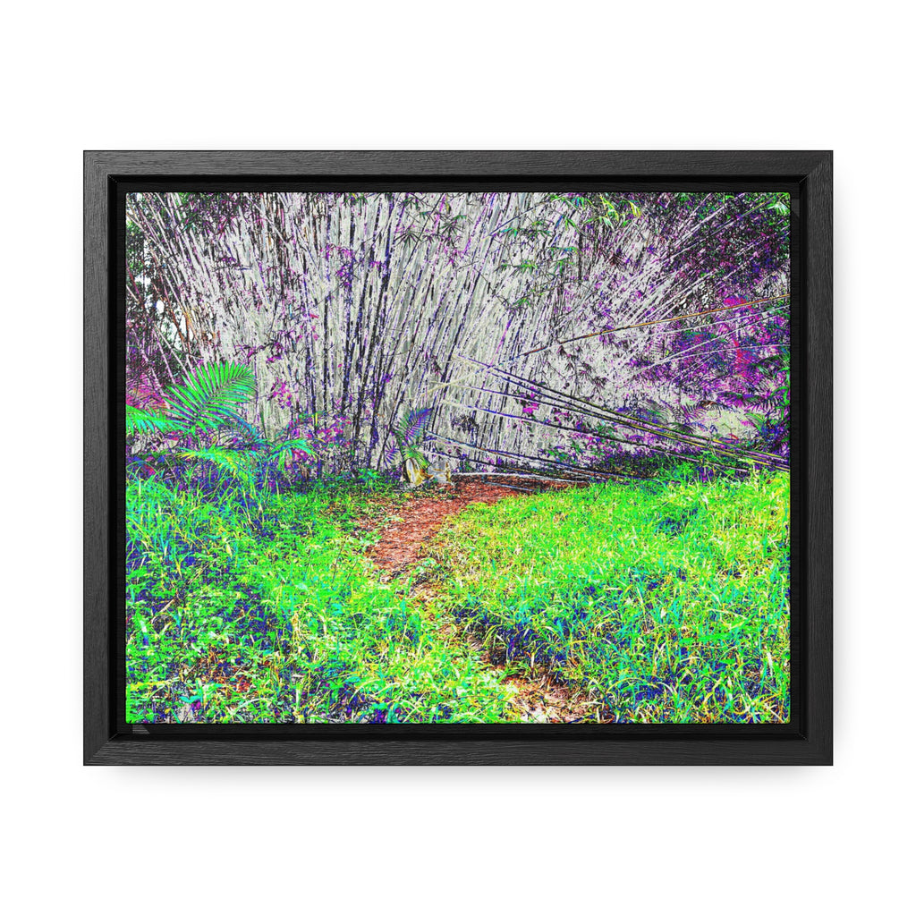 Rainforest Trails & Views - Gallery Canvas Wraps, Horizontal Frame - El Yunque National Forest - Puerto Rico - Path in camping zone near peaks - Color Enhanced - Green Forest Home