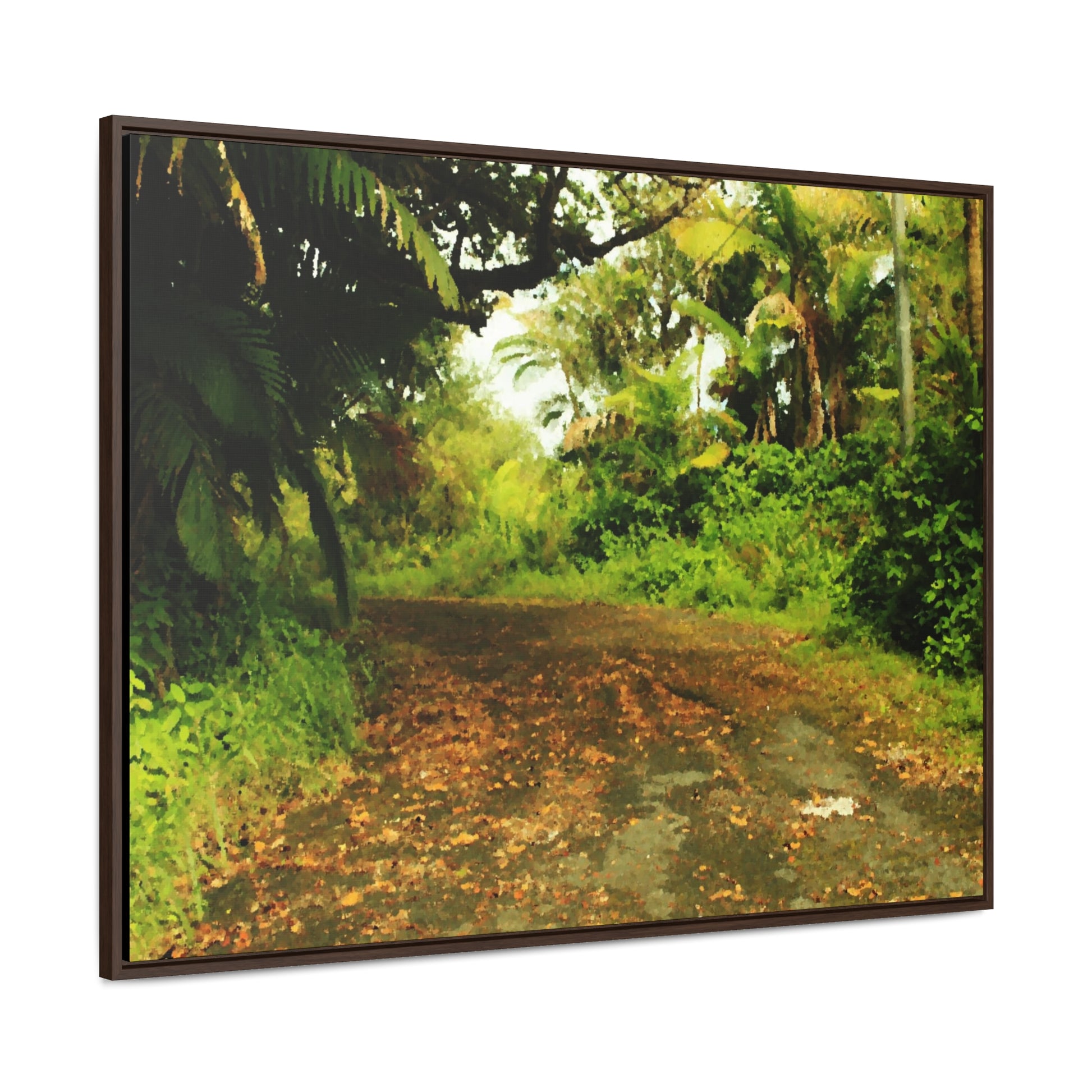 Rainforest Trails & Views - Gallery Canvas Wraps, Horizontal Frame - El Yunque National Forest - Puerto Rico - PR 191 Closed road - paint effect - Green Forest Home