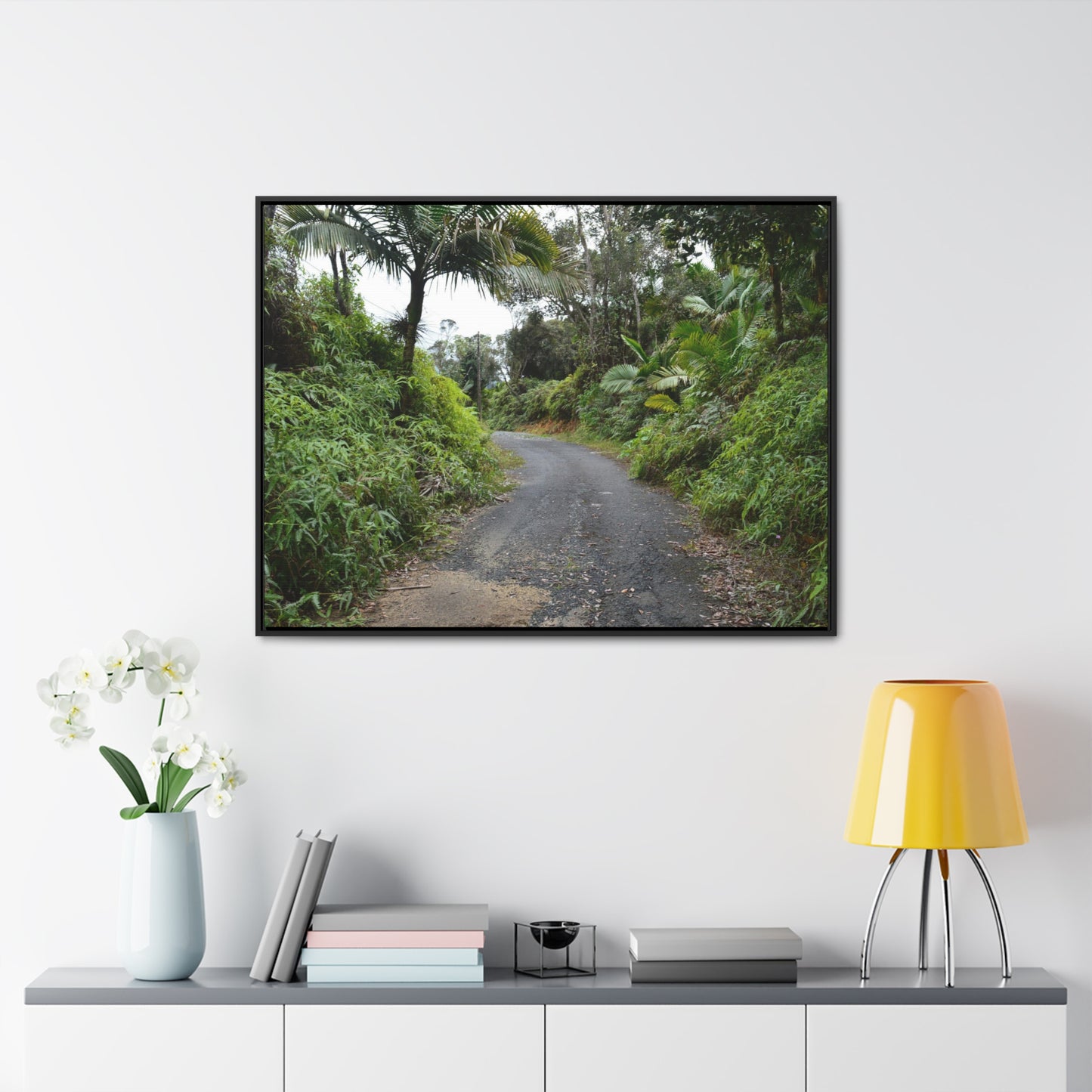 Rainforest Trails & Views - Gallery Canvas Wraps, Horizontal Frame - El Yunque National Forest - Puerto Rico - PR191 Closed forest road - Green Forest Home