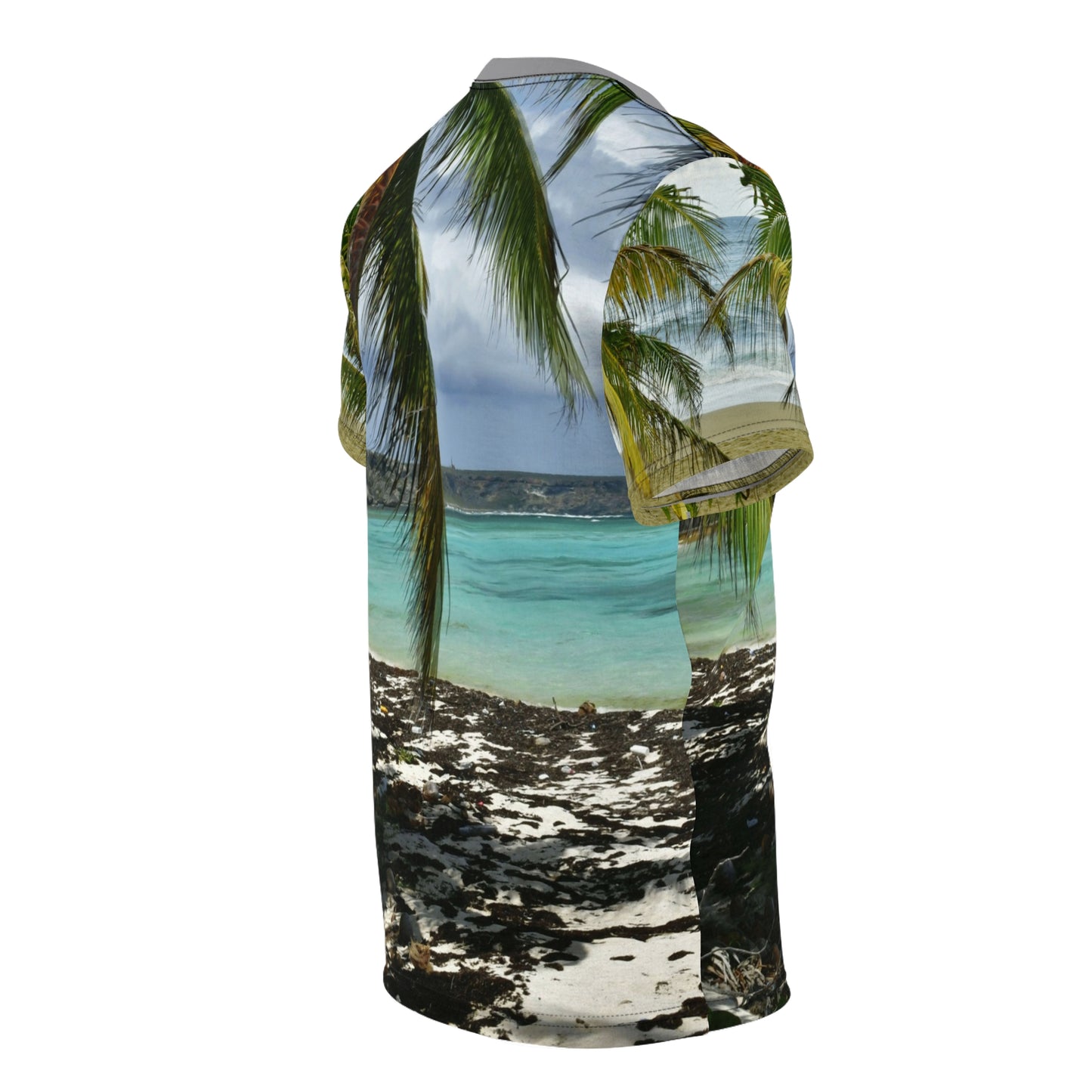 Unisex Cut & Sew Tee (AOP) - Truly Awesome Views of Remote Mona Island - Near Puerto Rico. View of plateau from Pajaros Beach