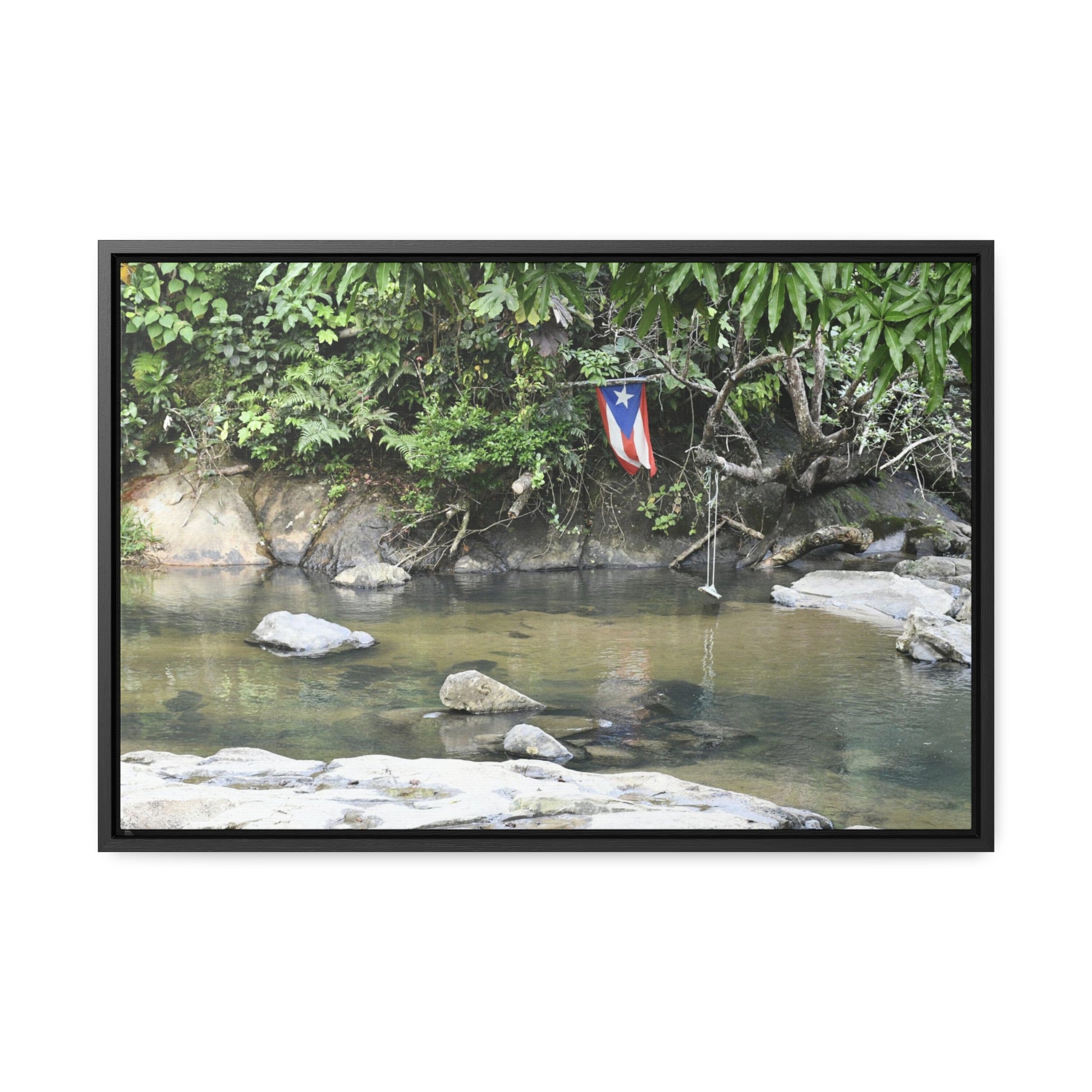 Rainforest Trails & Views - Gallery Canvas Wraps, Horizontal Frame - El Yunque National Forest - Rio Sabana Park and pond - Green Forest Home