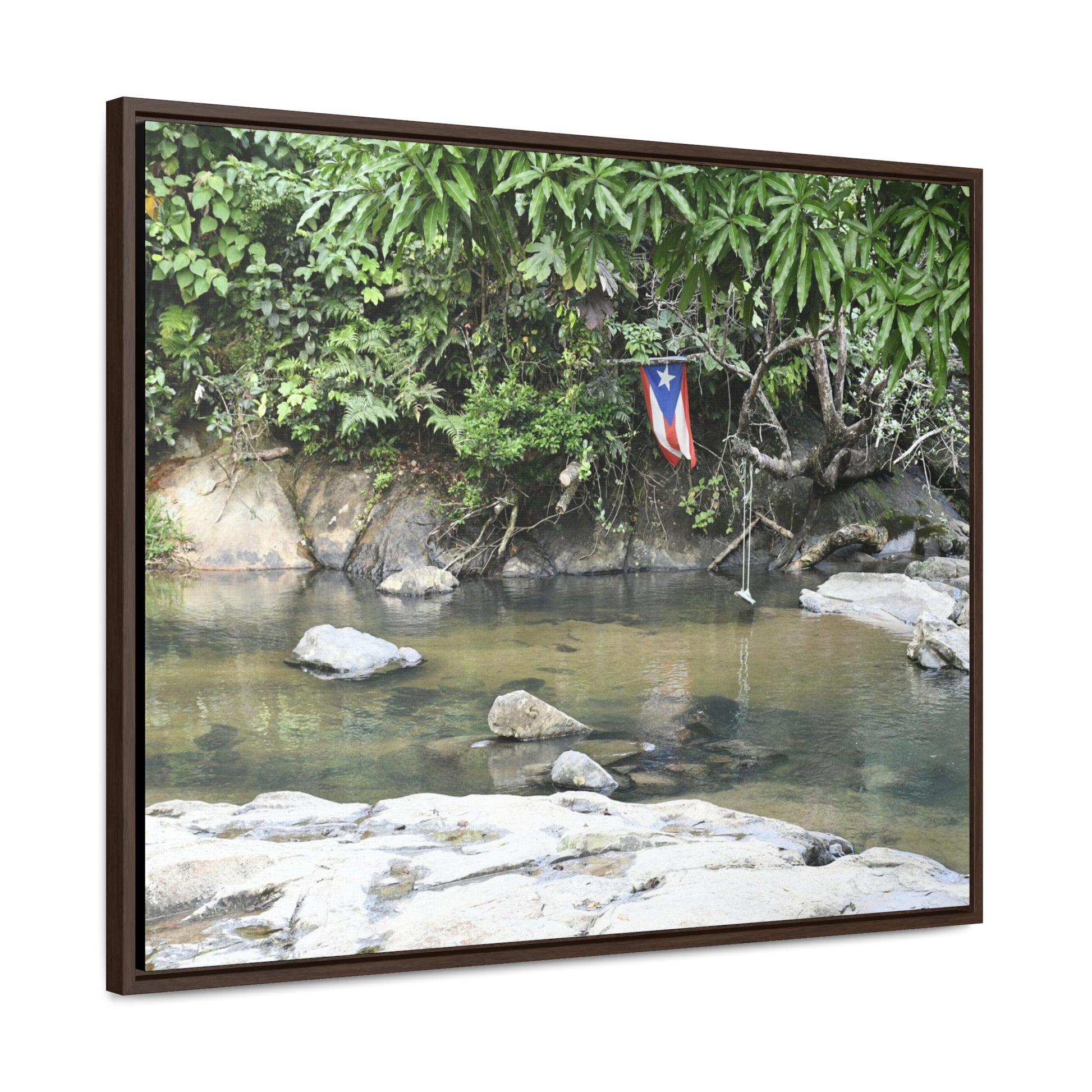 Rainforest Trails & Views - Gallery Canvas Wraps, Horizontal Frame - El Yunque National Forest - Rio Sabana Park and pond - Green Forest Home