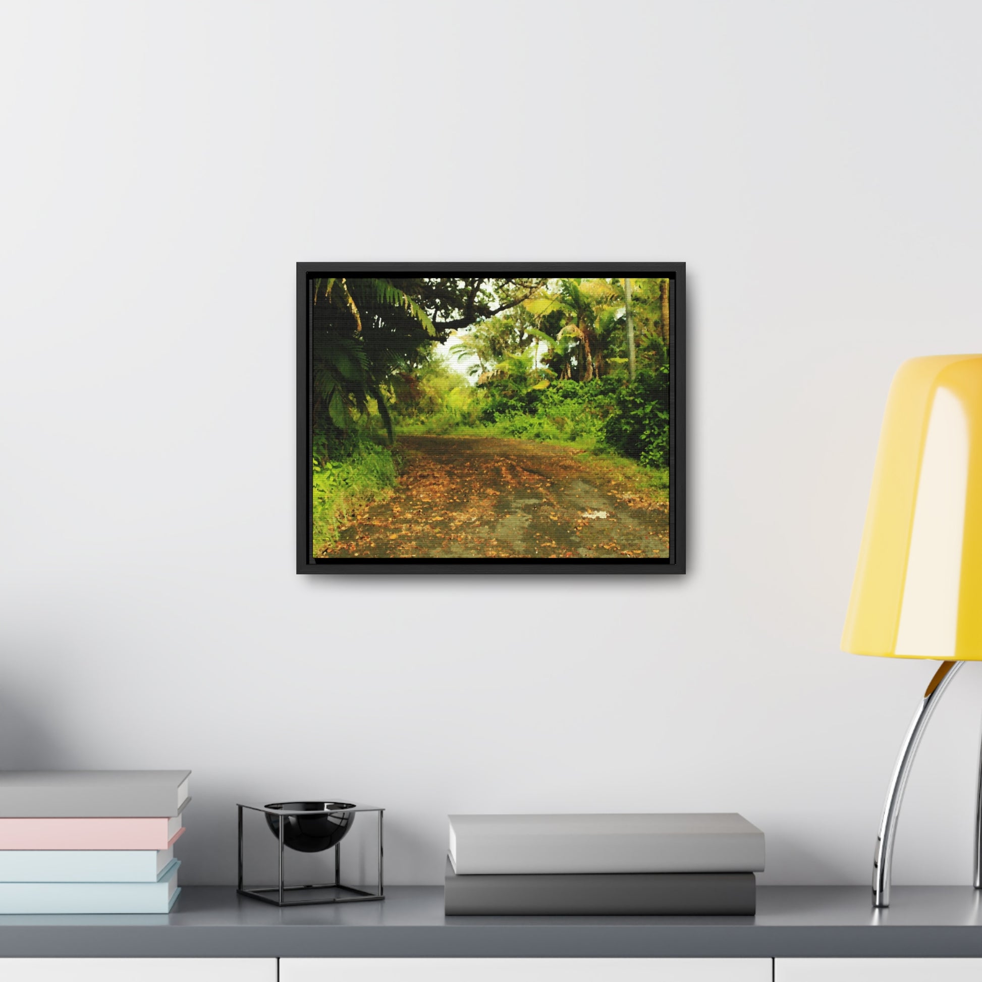 Rainforest Trails & Views - Gallery Canvas Wraps, Horizontal Frame - El Yunque National Forest - Puerto Rico - PR 191 Closed road - paint effect - Green Forest Home