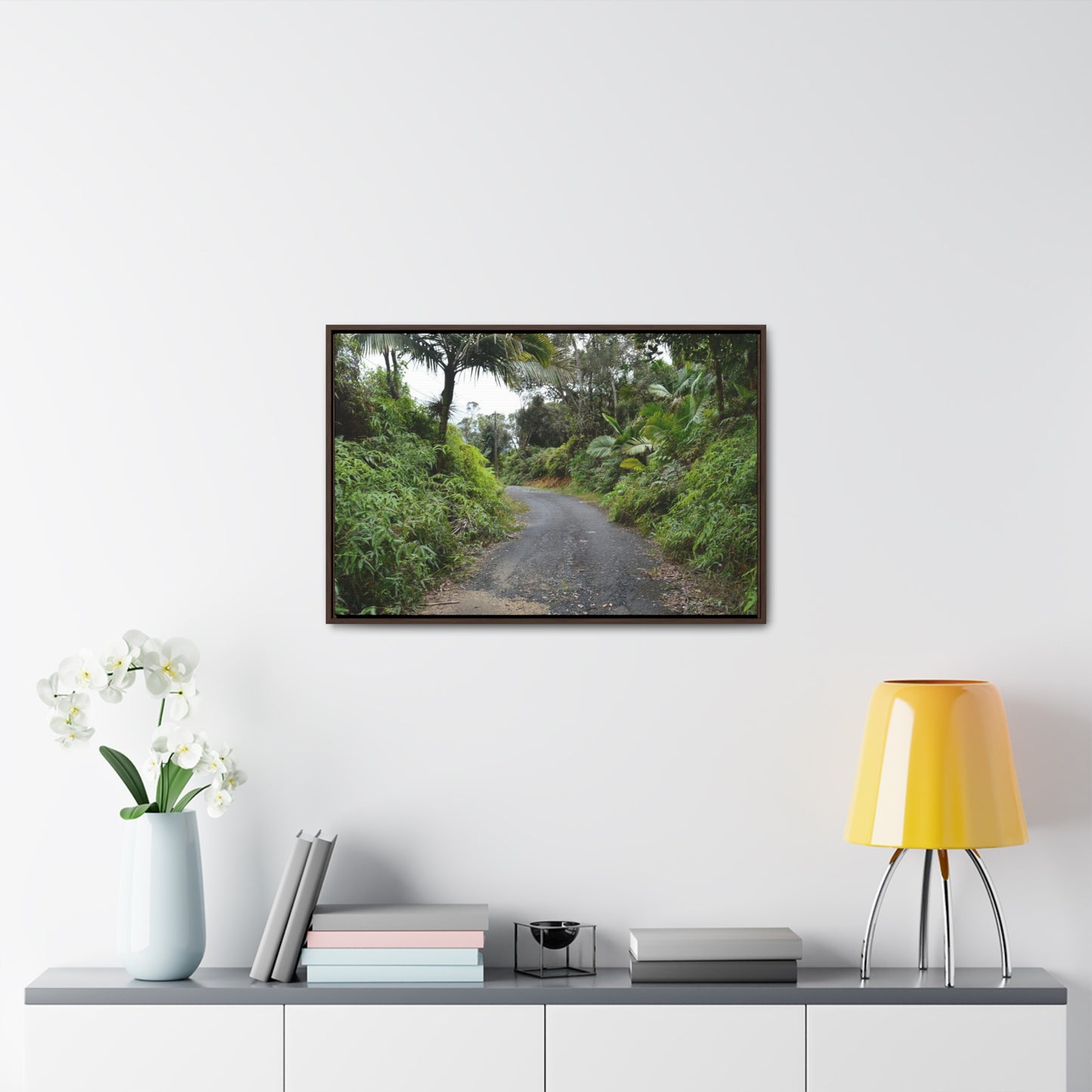 Rainforest Trails & Views - Gallery Canvas Wraps, Horizontal Frame - El Yunque National Forest - Puerto Rico - PR191 Closed forest road - Green Forest Home