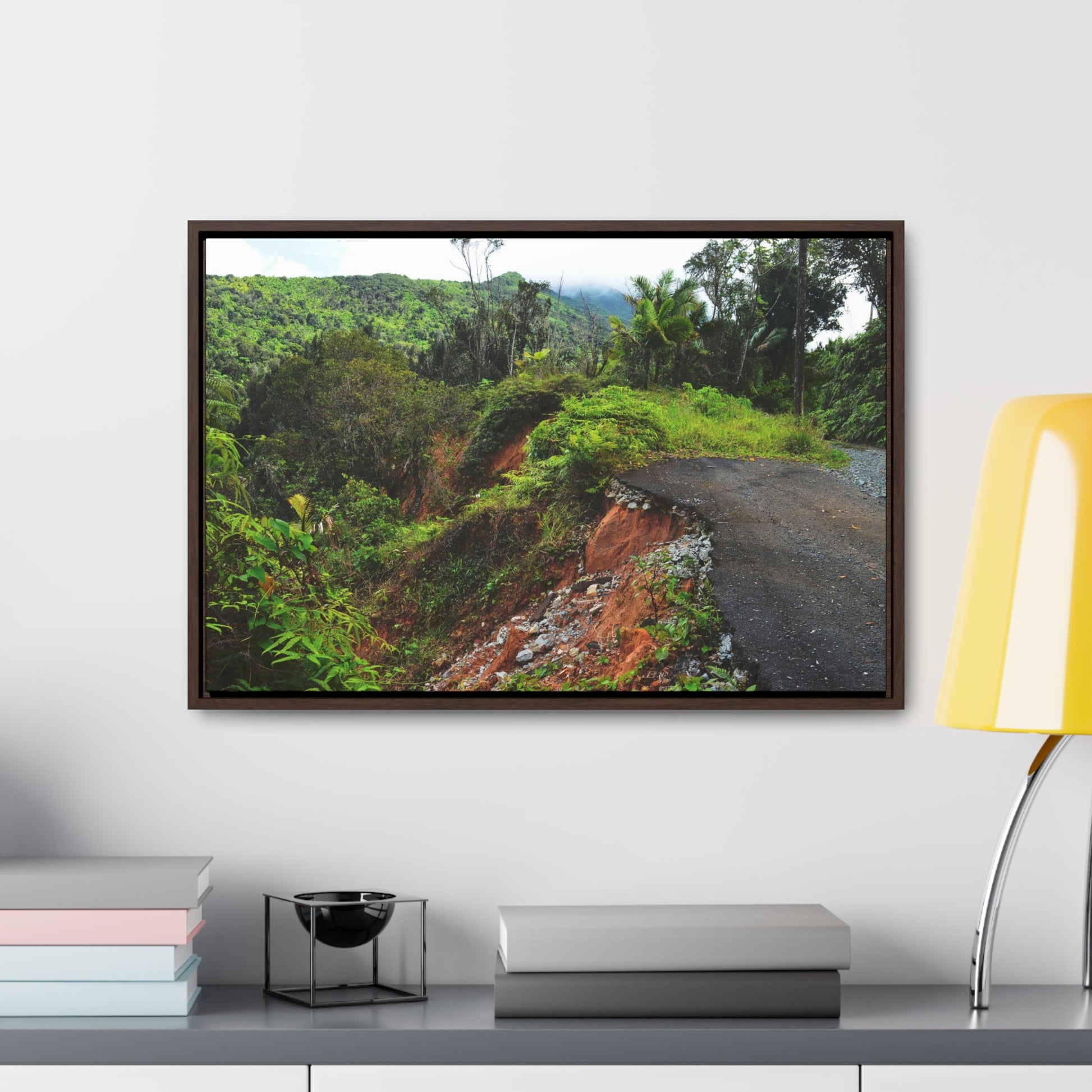 Rainforest Trails & Views - Gallery Canvas Wraps, Horizontal Frame - El Yunque National Forest - Puerto Rico - Closed PR191 road & landlside - Green Forest Home