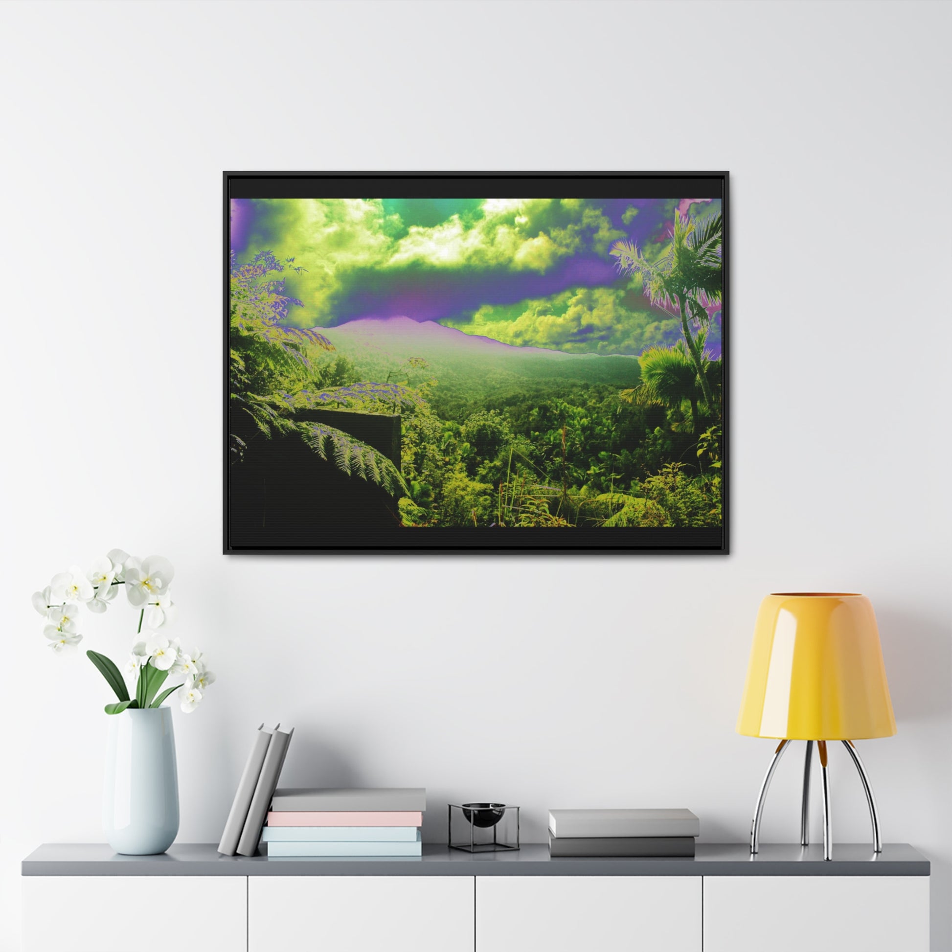 Rainforest Trails & Views - Gallery Canvas Wraps, Horizontal Frame - El Yunque National Forest - Puerto Rico - Closed PR 191 road view - color enhanced - Green Forest Home