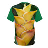 Unisex Cut & Sew Tee (AOP) -  In El Yunque rainforest road - the Heliconia flower shines like a sun!