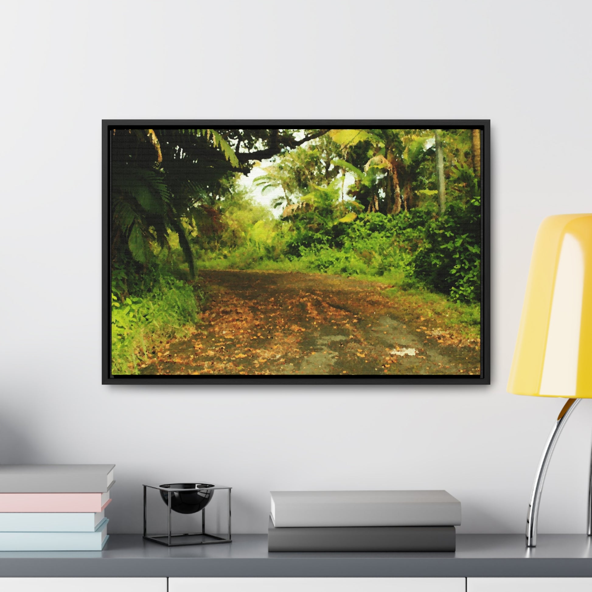 Rainforest Trails & Views - Gallery Canvas Wraps, Horizontal Frame - El Yunque National Forest - Puerto Rico - PR 191 Closed road - paint effect - Green Forest Home