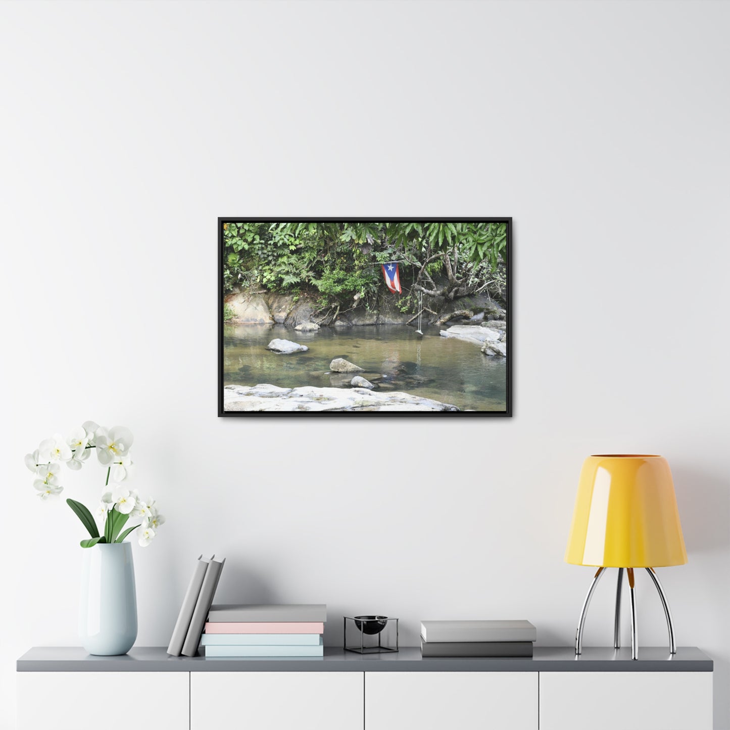 Rainforest Trails & Views - Gallery Canvas Wraps, Horizontal Frame - El Yunque National Forest - Rio Sabana Park and pond - Green Forest Home