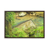 Rainforest Trails & Views - Gallery Canvas Wraps, Horizontal Frame - El Yunque National Forest - Puerto Rico - La Mina River & Trail - huge boulder - Green Forest Home