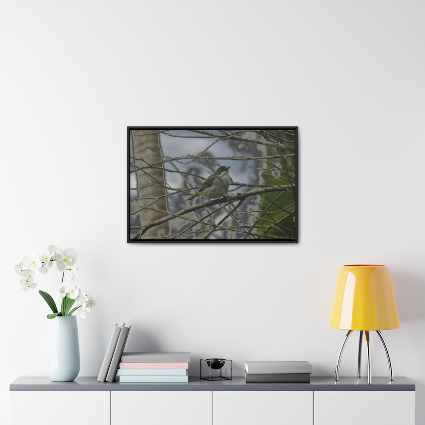 Rainforest Trails & Views - Gallery Canvas Wraps, Horizontal Frame - El Yunque National Forest - Puerto Rico - Color enhanced bird in Rio Sabana trail - Green Forest Home