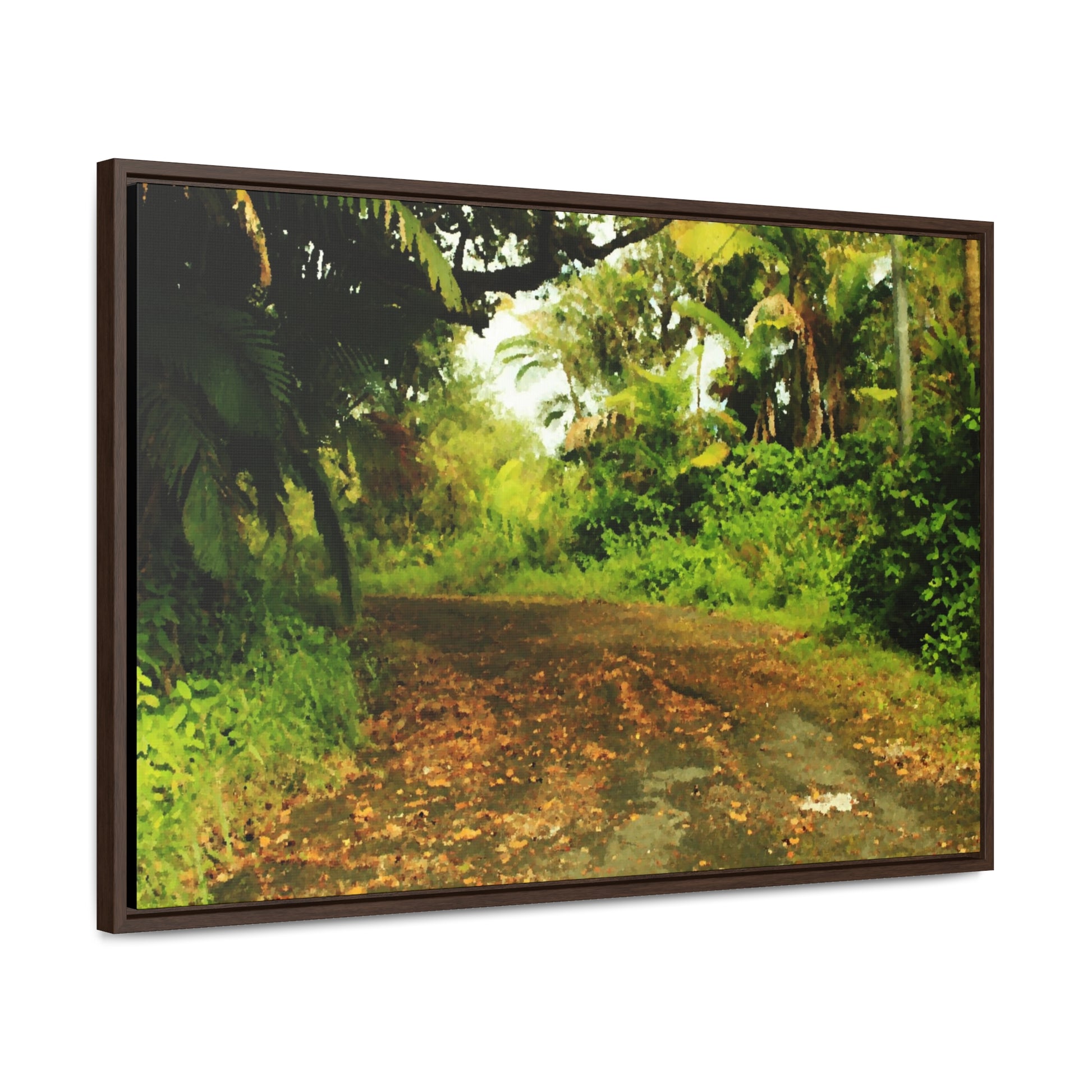 Rainforest Trails & Views - Gallery Canvas Wraps, Horizontal Frame - El Yunque National Forest - Puerto Rico - PR 191 Closed road - paint effect - Green Forest Home