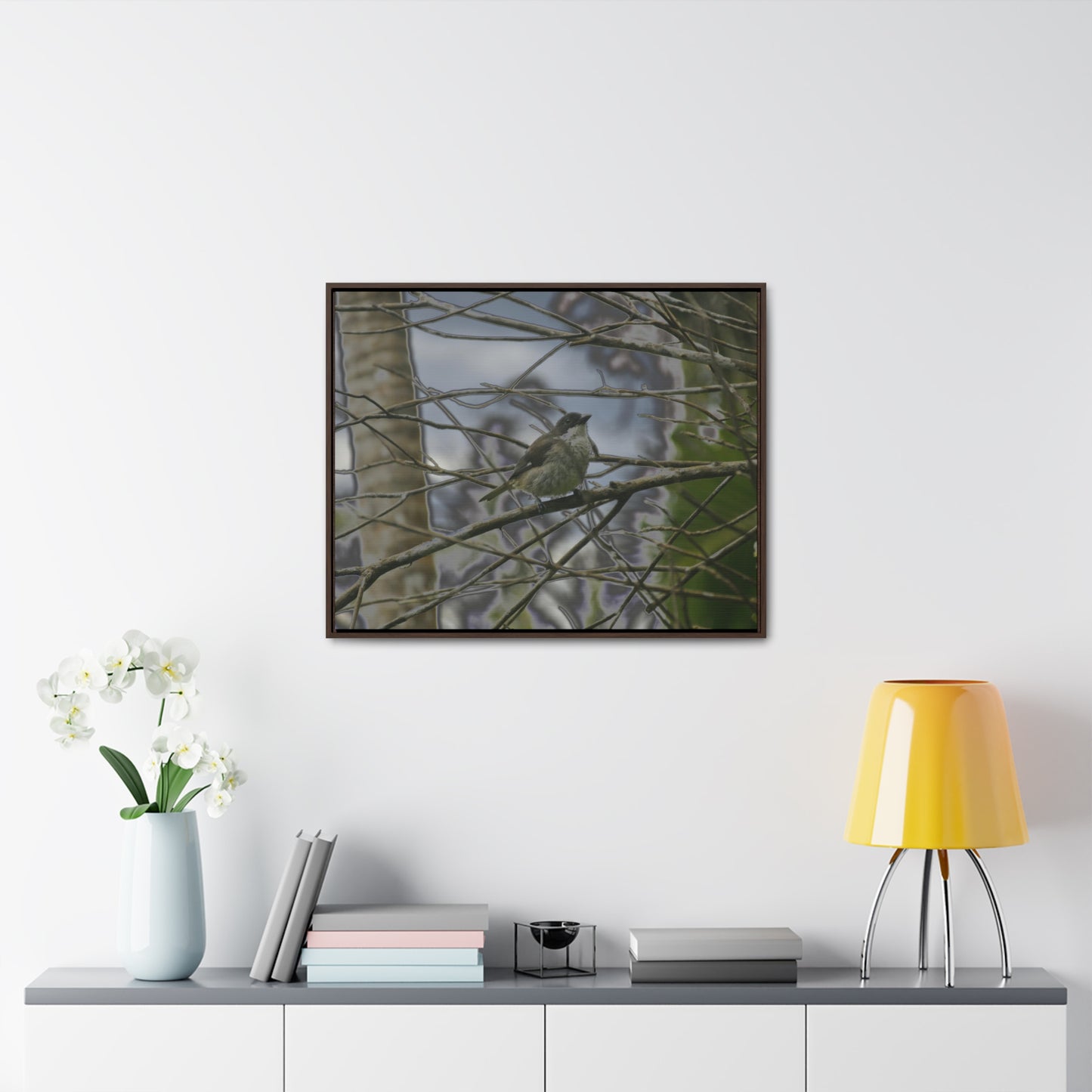 Rainforest Trails & Views - Gallery Canvas Wraps, Horizontal Frame - El Yunque National Forest - Puerto Rico - Color enhanced bird in Rio Sabana trail - Green Forest Home