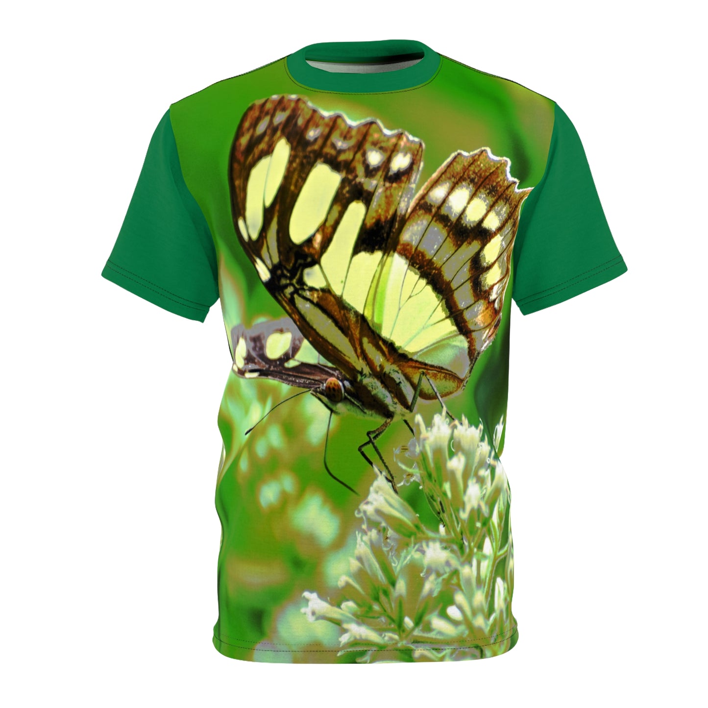 Unisex Cut & Sew Tee (AOP) - Butterfly with colors adjusted to the rainforest - El Yunque PR