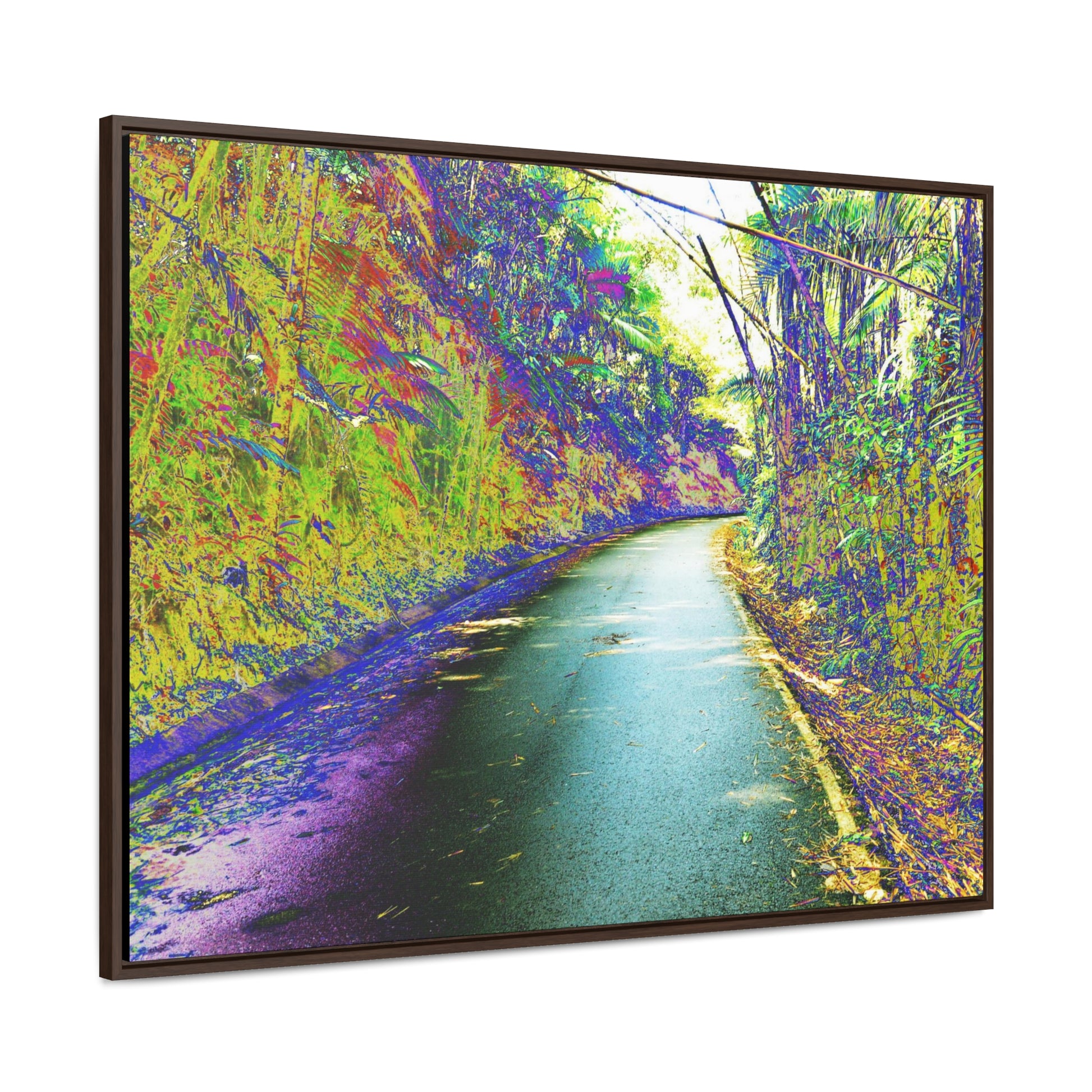 Rainforest Trails & Views - Gallery Canvas Wraps, Horizontal Frame - El Yunque National Forest - Puerto Rico - Mt Britton Loop road - color enhanced - Green Forest Home