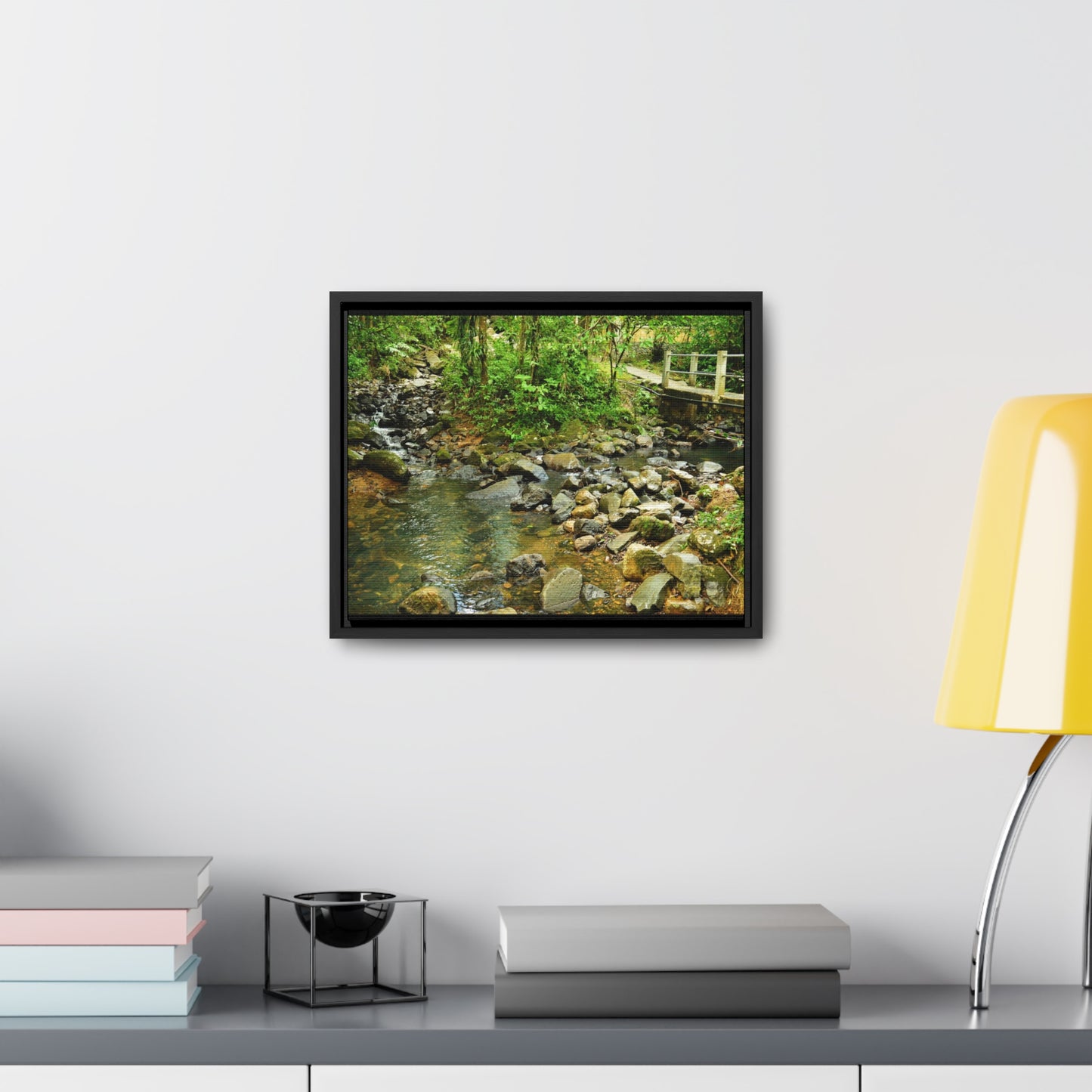 Rainforest Trails & Views - Gallery Canvas Wraps, Horizontal Frame - El Yunque National Forest - Puerto Rico - The Famous La Mina Trail & River - Green Forest Home