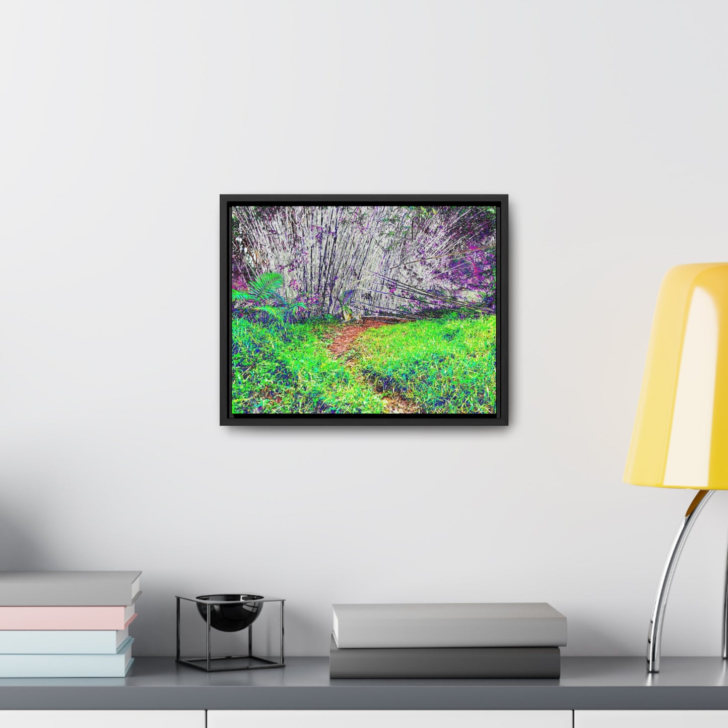 Rainforest Trails & Views - Gallery Canvas Wraps, Horizontal Frame - El Yunque National Forest - Puerto Rico - Path in camping zone near peaks - Color Enhanced - Green Forest Home