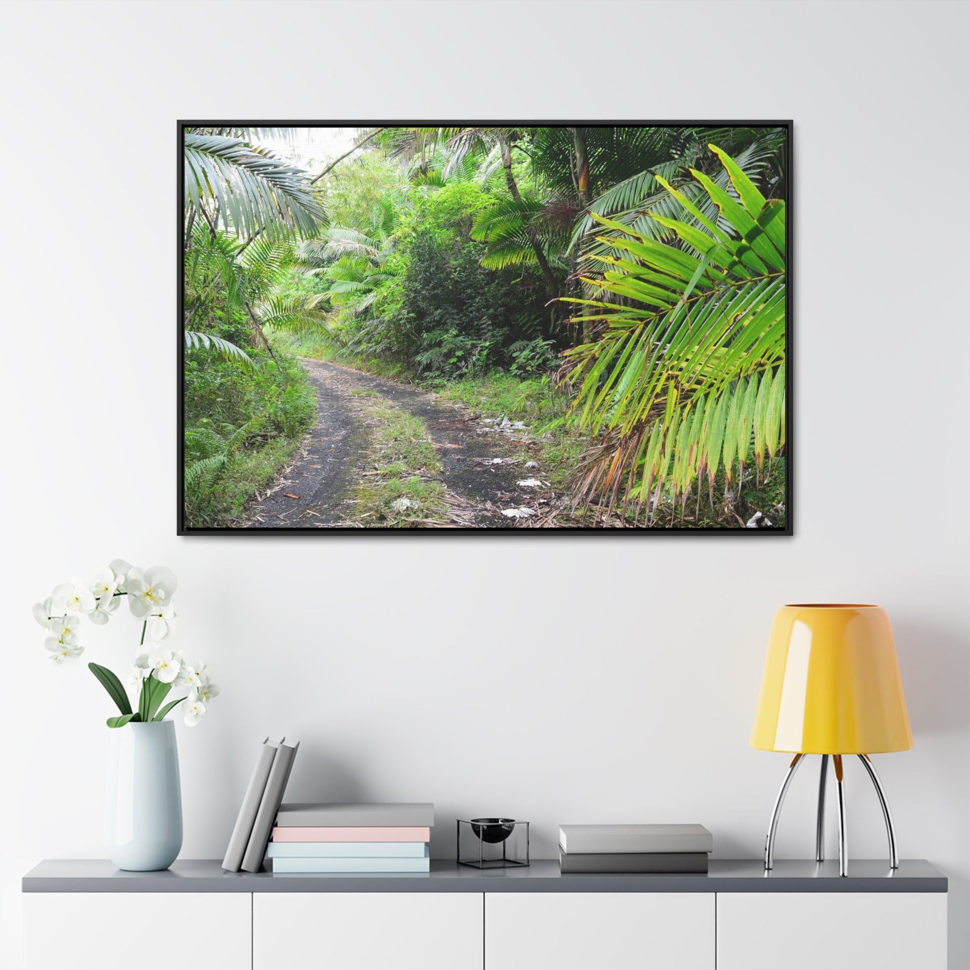 Rainforest Trails & Views - Gallery Canvas Wraps, Horizontal Frame - El Yunque National Forest - Puerto Rico - Closed PR191 road & landlside - Green Forest Home