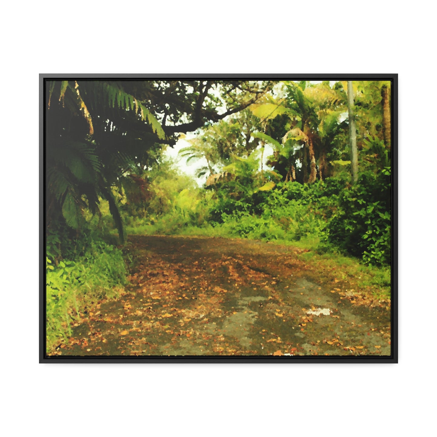 Rainforest Trails & Views - Gallery Canvas Wraps, Horizontal Frame - El Yunque National Forest - Puerto Rico - PR 191 Closed road - paint effect - Green Forest Home