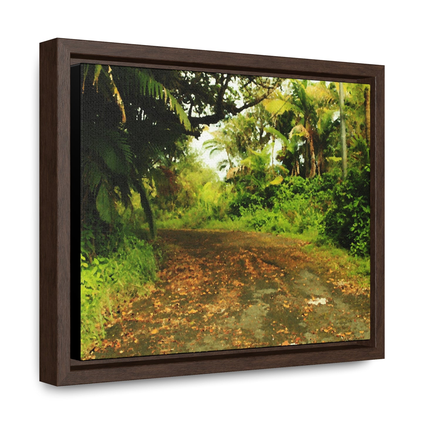 Rainforest Trails & Views - Gallery Canvas Wraps, Horizontal Frame - El Yunque National Forest - Puerto Rico - PR 191 Closed road - paint effect - Green Forest Home