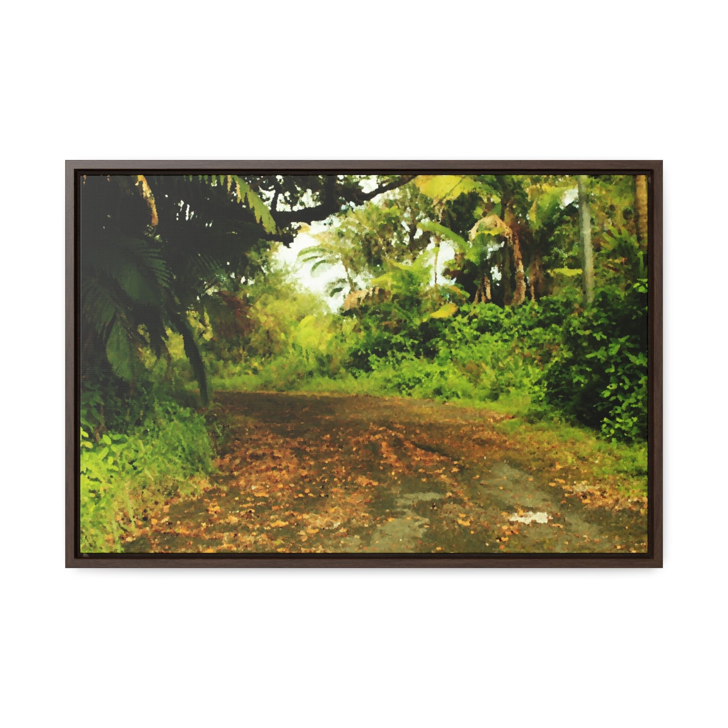 Rainforest Trails & Views - Gallery Canvas Wraps, Horizontal Frame - El Yunque National Forest - Puerto Rico - PR 191 Closed road - paint effect - Green Forest Home