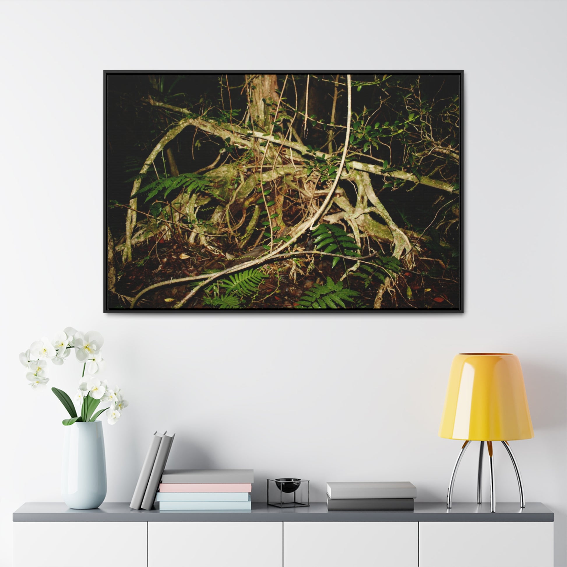 Rainforest Trails & Views - Gallery Canvas Wraps, Horizontal Frame - El Yunque National Forest - Puerto Rico - Tradewinds trail weird trees - Green Forest Home