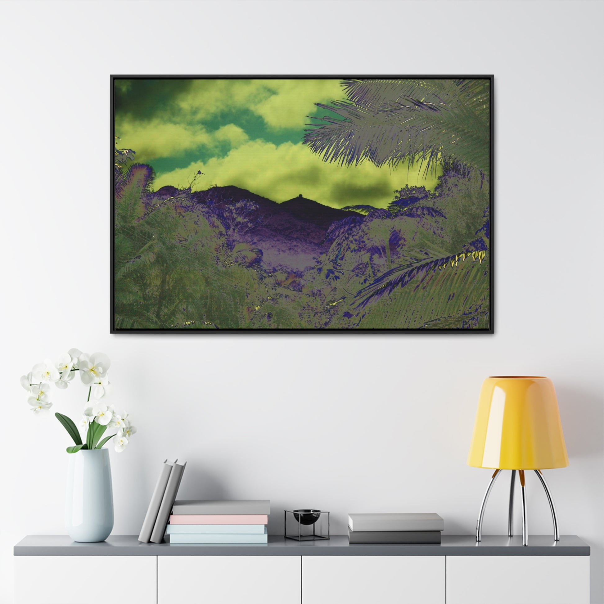 Rainforest Trails & Views - Gallery Canvas Wraps, Horizontal Frame - El Yunque National Forest - Puerto Rico - Mt Britton road view of Mt Britton - color enhanced - Green Forest Home