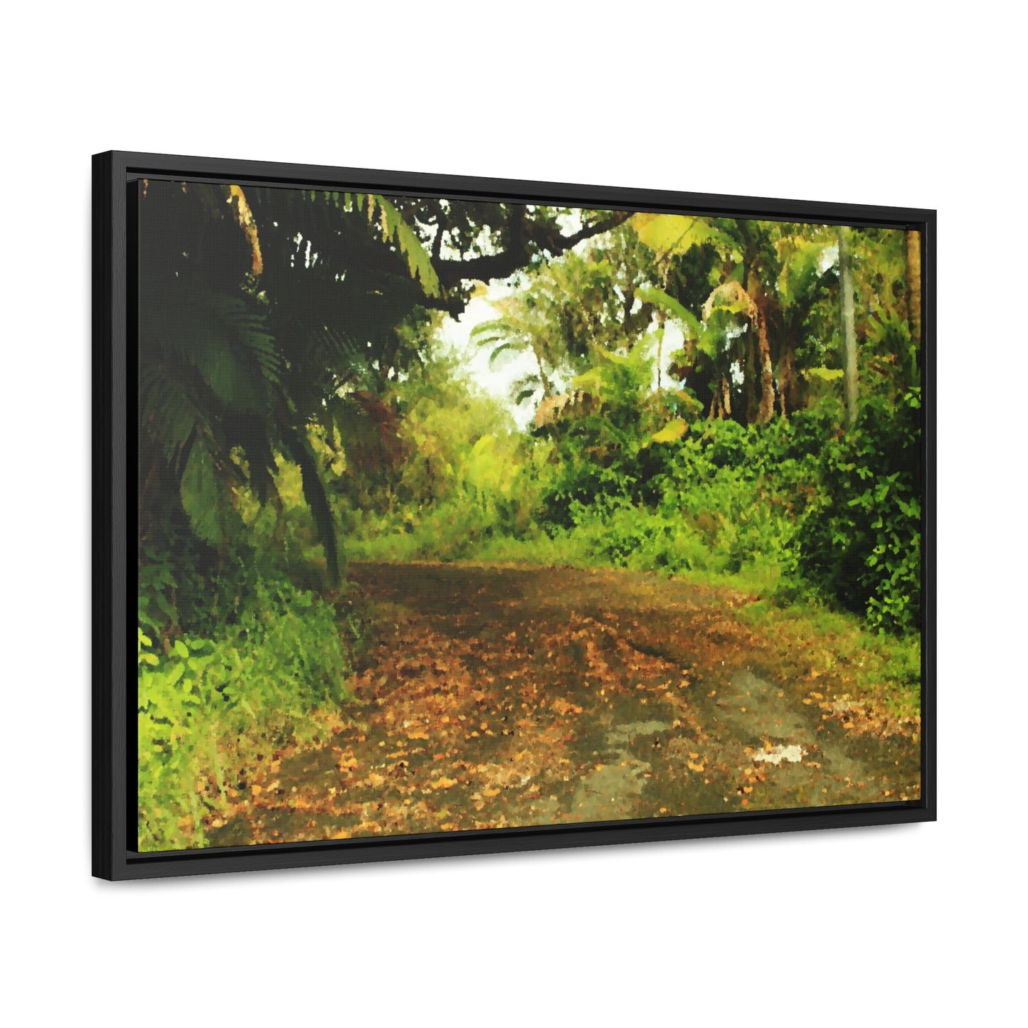 Rainforest Trails & Views - Gallery Canvas Wraps, Horizontal Frame - El Yunque National Forest - Puerto Rico - PR 191 Closed road - paint effect - Green Forest Home