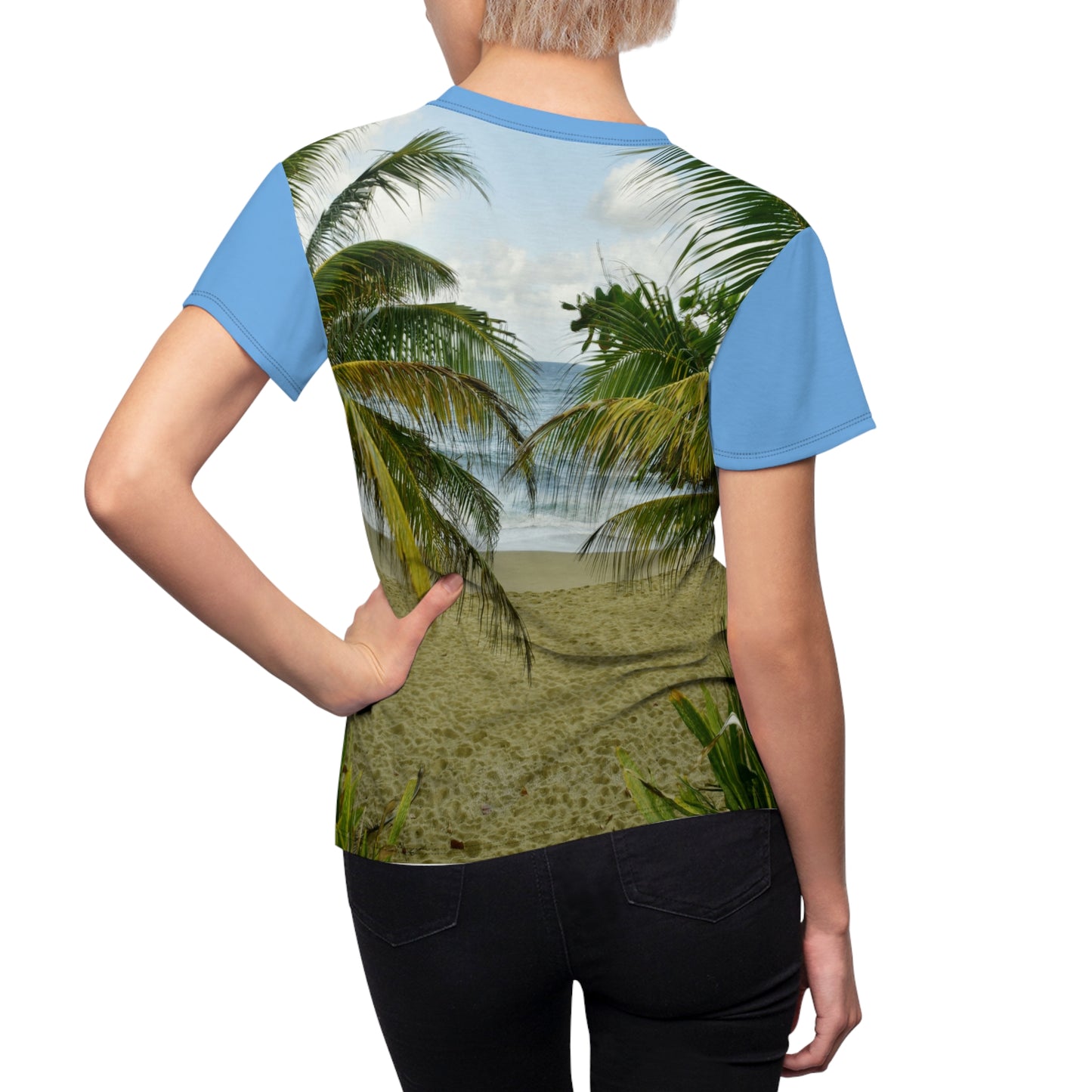 Women's Cut & Sew Tee (AOP) - OHH A Magic Ocean View - Isabela Puerto Rico Wooden Trail - Nikon D850 45mp image