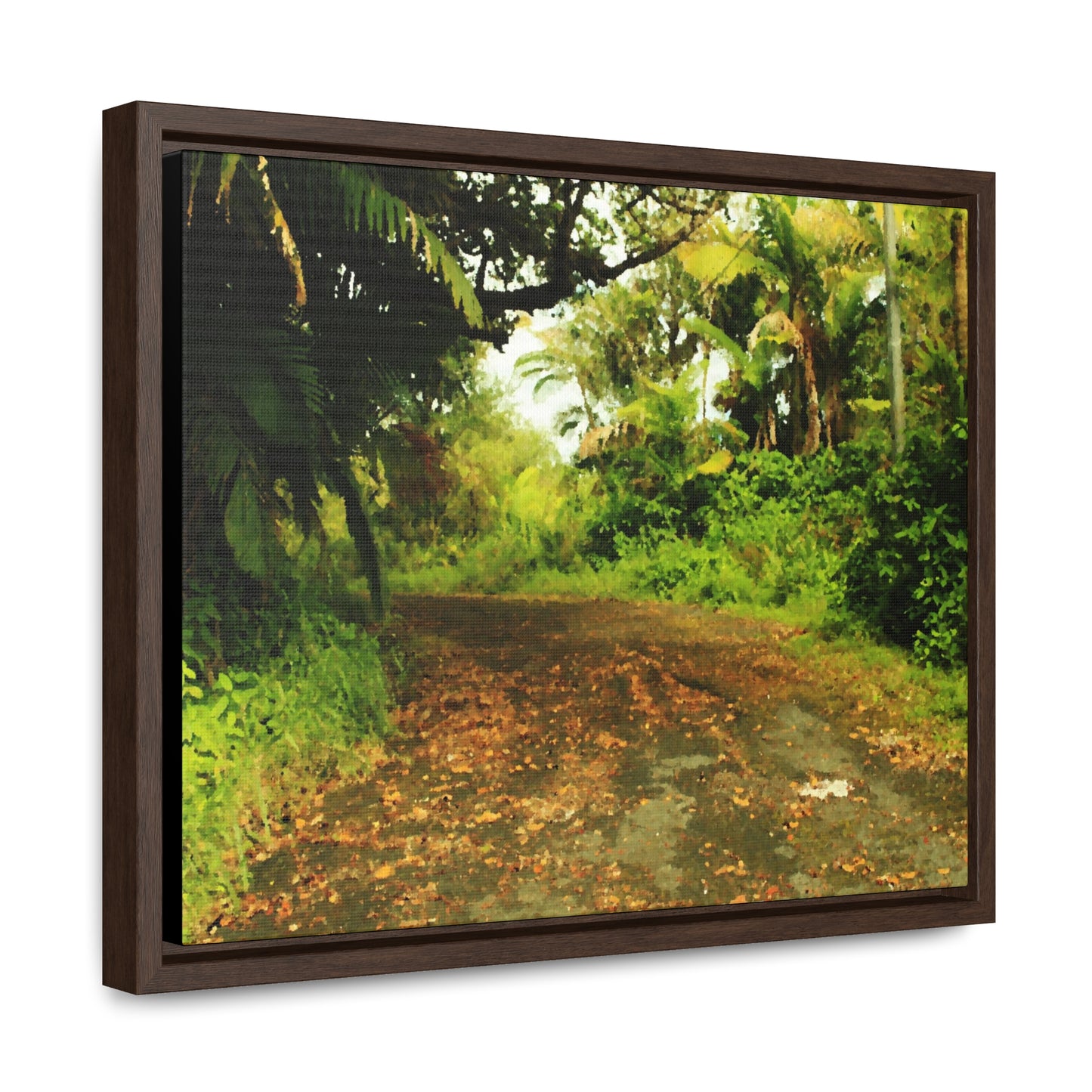 Rainforest Trails & Views - Gallery Canvas Wraps, Horizontal Frame - El Yunque National Forest - Puerto Rico - PR 191 Closed road - paint effect - Green Forest Home