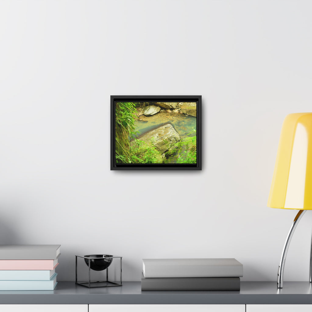 Rainforest Trails & Views - Gallery Canvas Wraps, Horizontal Frame - El Yunque National Forest - Puerto Rico - La Mina River & Trail - huge boulder - Green Forest Home