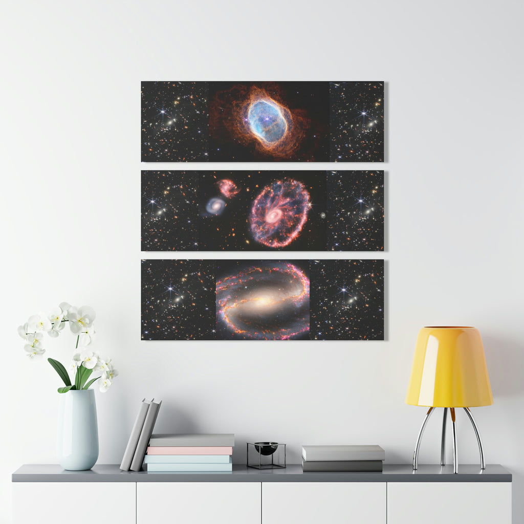 👉 AWESOME 👌 Acrylic Prints (Triptych) - 4 NEW 2022 JAMES WEB SPACE TELESCOPE IMAGES - ALL HAVE FAMOUS 'DEEP FIELD' IMAGE - MIDDLE SPIRAL GALAXIES