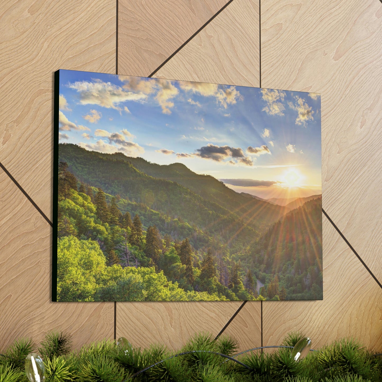 Canvas Gallery Wraps -  Newfound Gap rays of a Holy day -  in Smoky Mountain National Park in Summer in  Mountain National Park (SMNP) USA