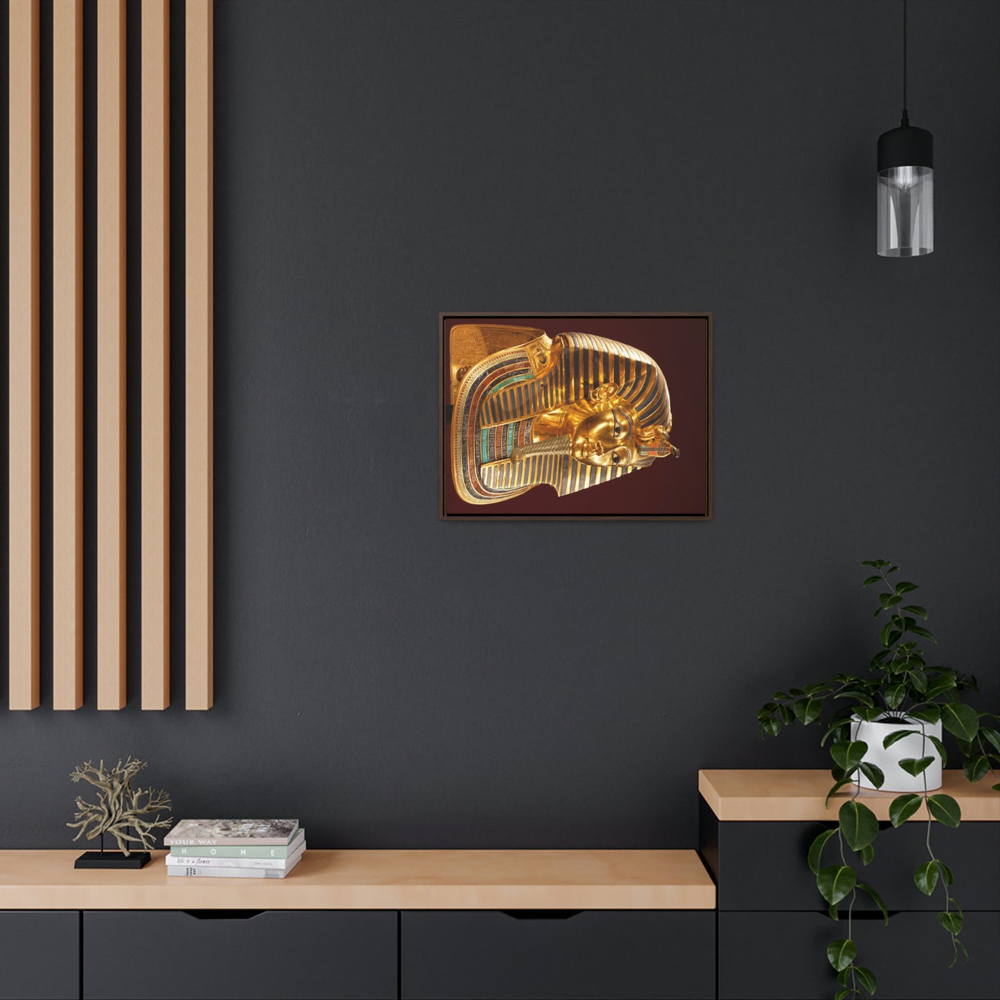 Horizontal Framed Premium Gallery Wrap Canvas -  Mask of Tutankhamen Mummy - Egypt - Ancient religions