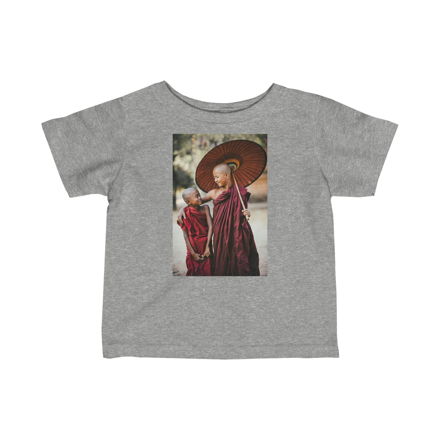 😇 A Steal for $16.99 - UK Print - Infant Fine Cotton Jersey Tee - Thai Buddhist Children monks / Burma Buddha Blessings - Green Forest Home