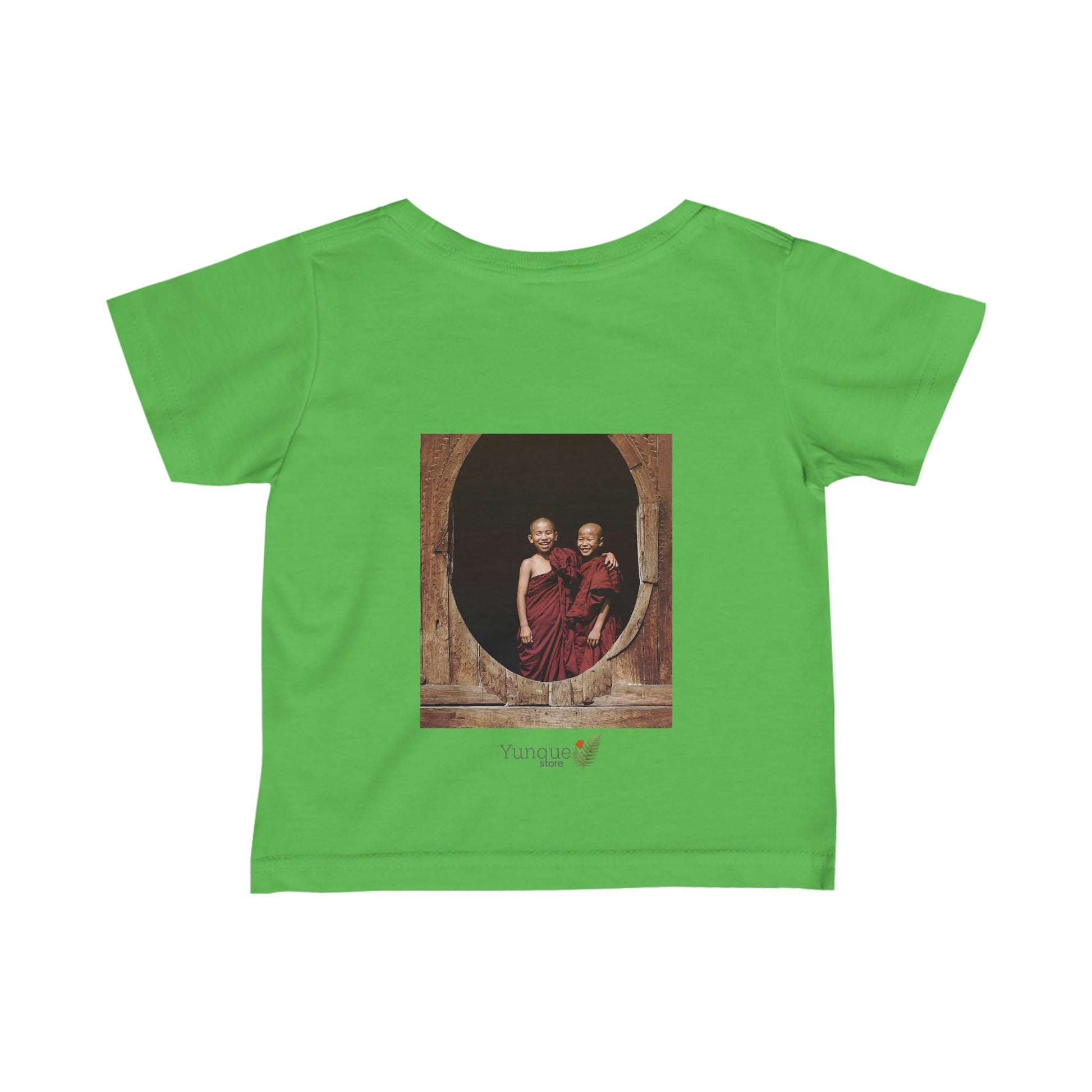 😇 A Steal for $16.99 - UK Print - Infant Fine Cotton Jersey Tee - Tibetan Buddha Blessings/Thai Buddhist Children monks - Green Forest Home