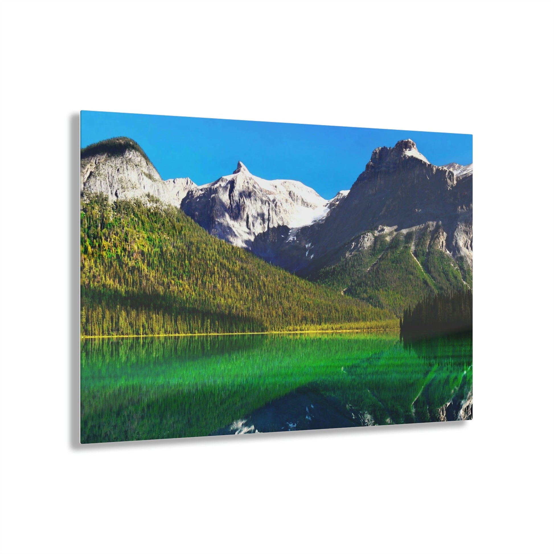 Acrylic Prints - Made in USA - Top Image Quality - British Columbia. Canada. Mountains and Emerald Lake in the Canadian Rockies. - Green Forest Home