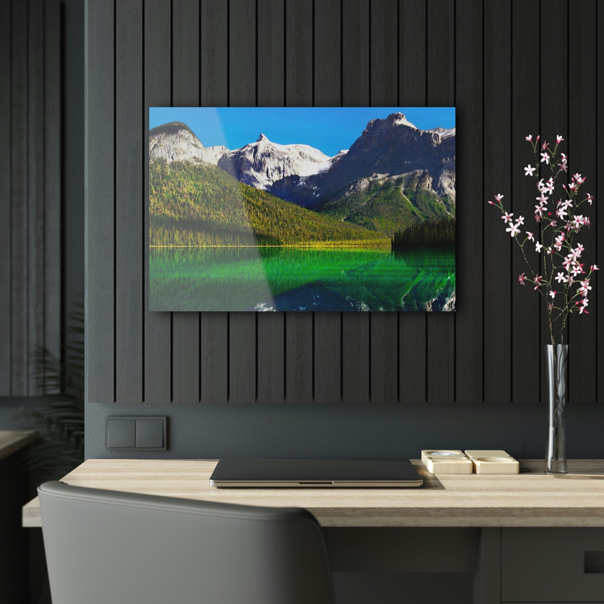 Acrylic Prints - Made in USA - Top Image Quality - British Columbia. Canada. Mountains and Emerald Lake in the Canadian Rockies. - Green Forest Home