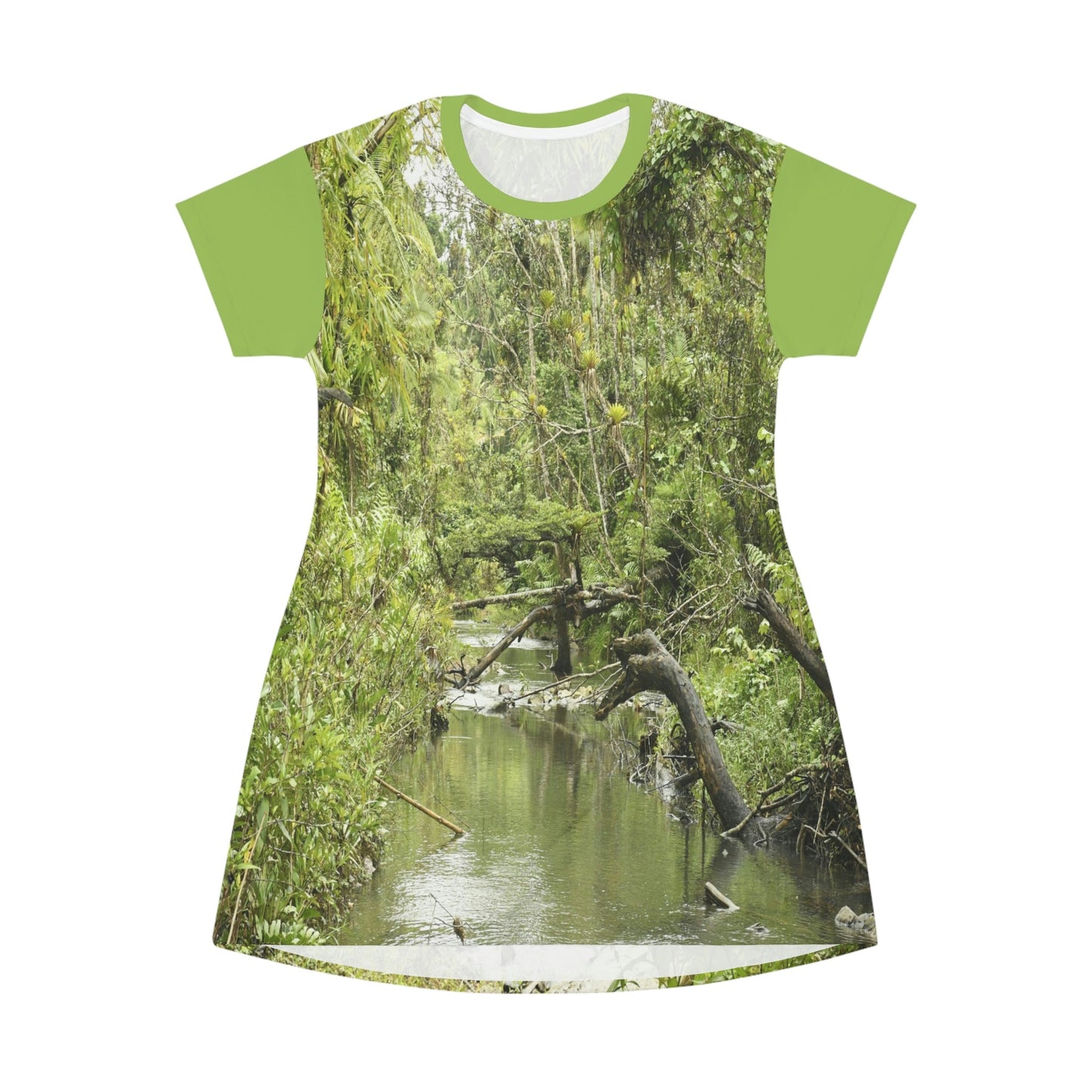 AOP T-shirt Dress - Carite park - Blue river Puerto Rico - Green Forest Home