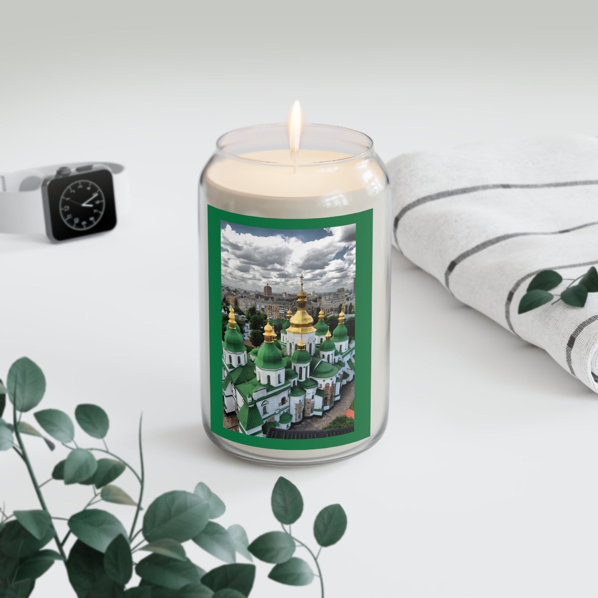 Aromatherapy Candle, 13.75oz - PEACE IN UKRAINE PRAYER CANDLE - St. Sophia Cathedral in Kiev UKRAINE - Green Forest Home