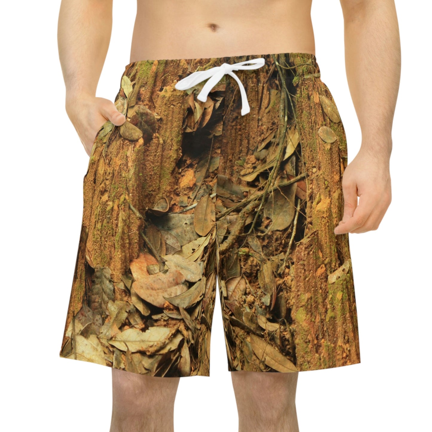 Athletic Long Shorts (AOP) - All Over Print - Landslide in El Yunque Rainforest Puerto Rico - Made in China - Green Forest Home