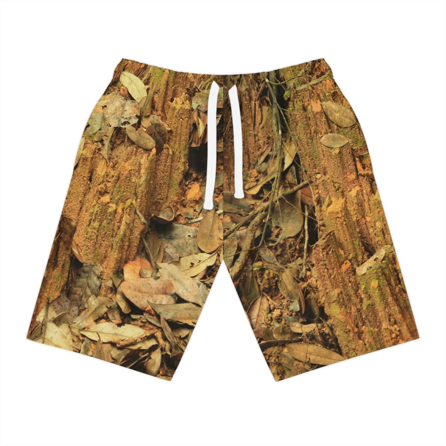 Athletic Long Shorts (AOP) - All Over Print - Landslide in El Yunque Rainforest Puerto Rico - Made in China - Green Forest Home