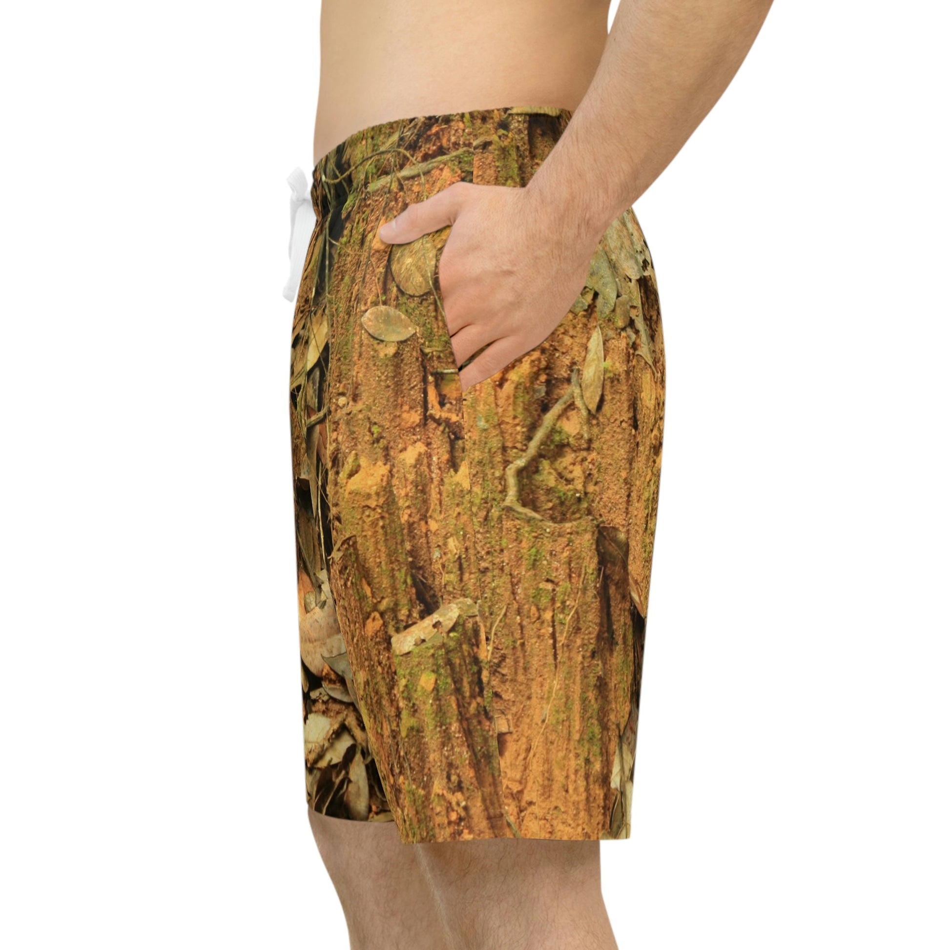 Athletic Long Shorts (AOP) - All Over Print - Landslide in El Yunque Rainforest Puerto Rico - Made in China - Green Forest Home