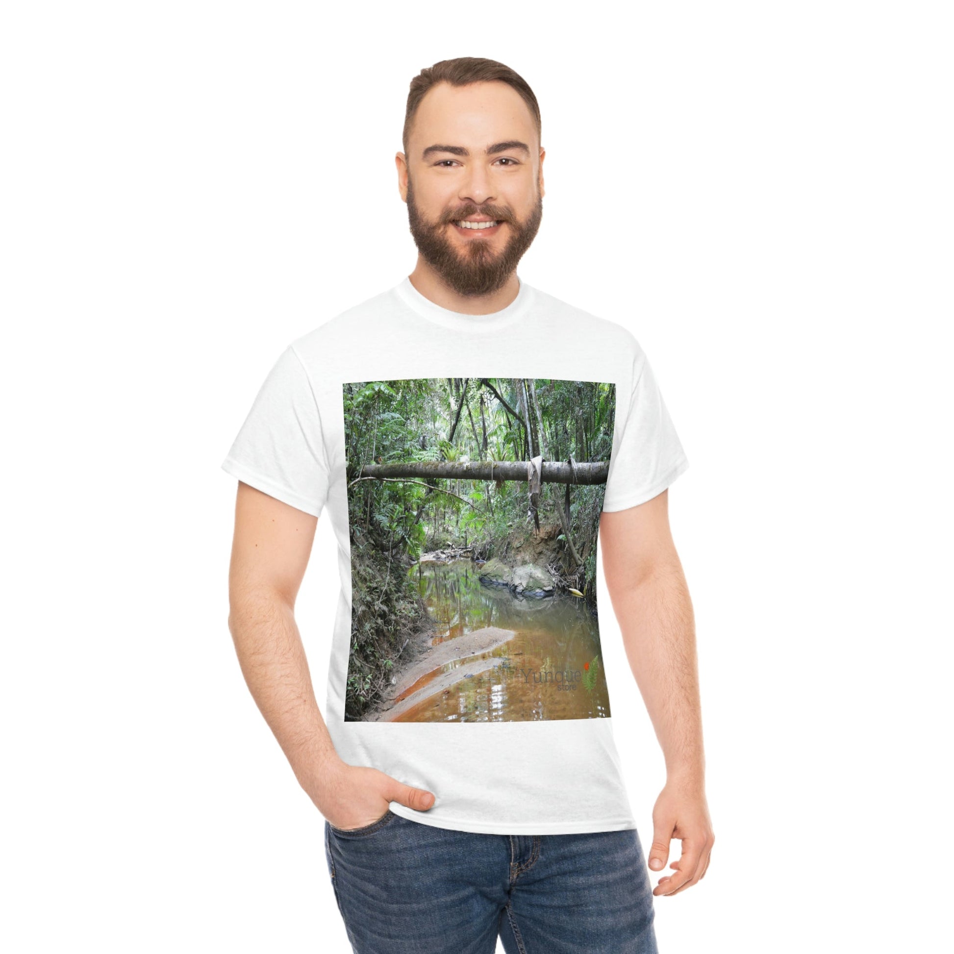 AU Print - Giladan 5000 - Unisex Heavy Cotton Tee - Espiritu Santo wilderness river explorations - El Yunque rain forest - Puerto Rico - Green Forest Home