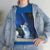 AU Print - Giladan 5000 - Unisex Heavy Cotton Tee - Home Baby Cat Dante Dazzled by the curtains and wind - Puerto Rico - Green Forest Home