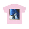 AU Print - Giladan 5000 - Unisex Heavy Cotton Tee - Home Baby Cat Dante Dazzled by the curtains and wind - Puerto Rico - Green Forest Home