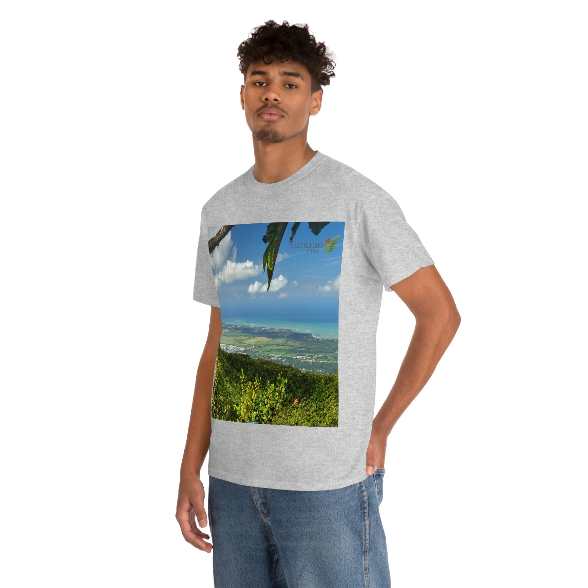 AU Print - Giladan 5000 - Unisex Heavy Cotton Tee - View from 3K feet in El Yunque Rainforest peak - Puerto Rico - Green Forest Home